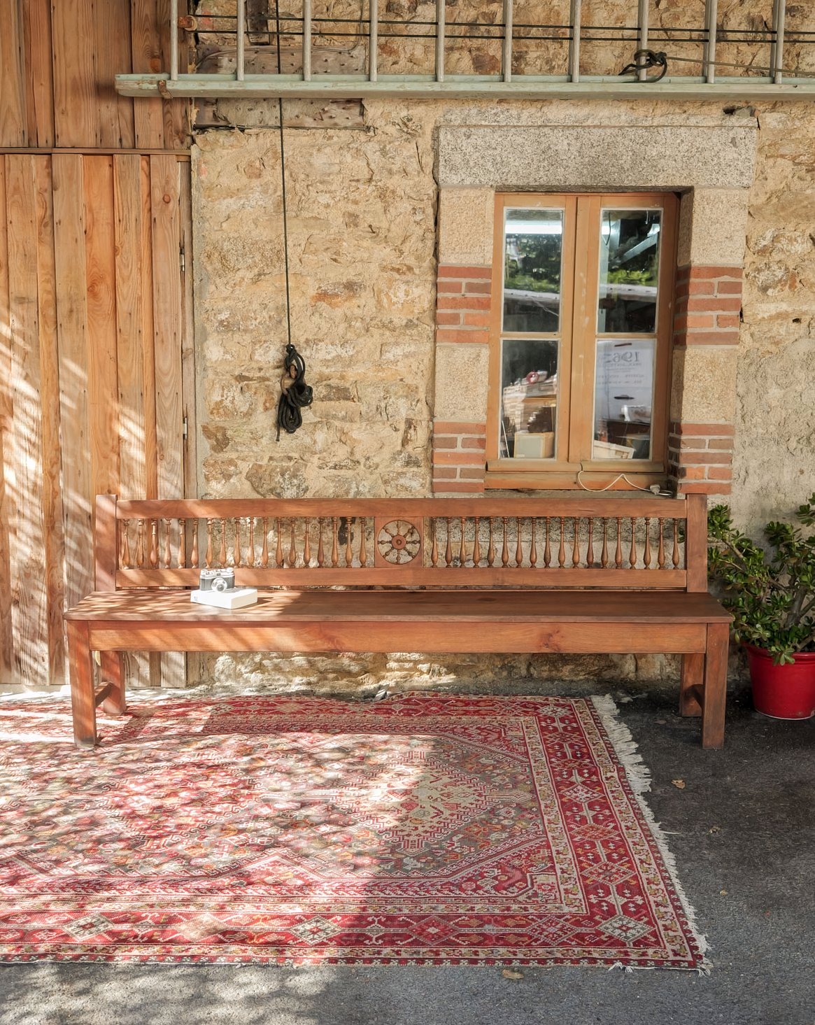 Grand banc en merisier Antoine N°525 - Bon état, DEBONGOUT