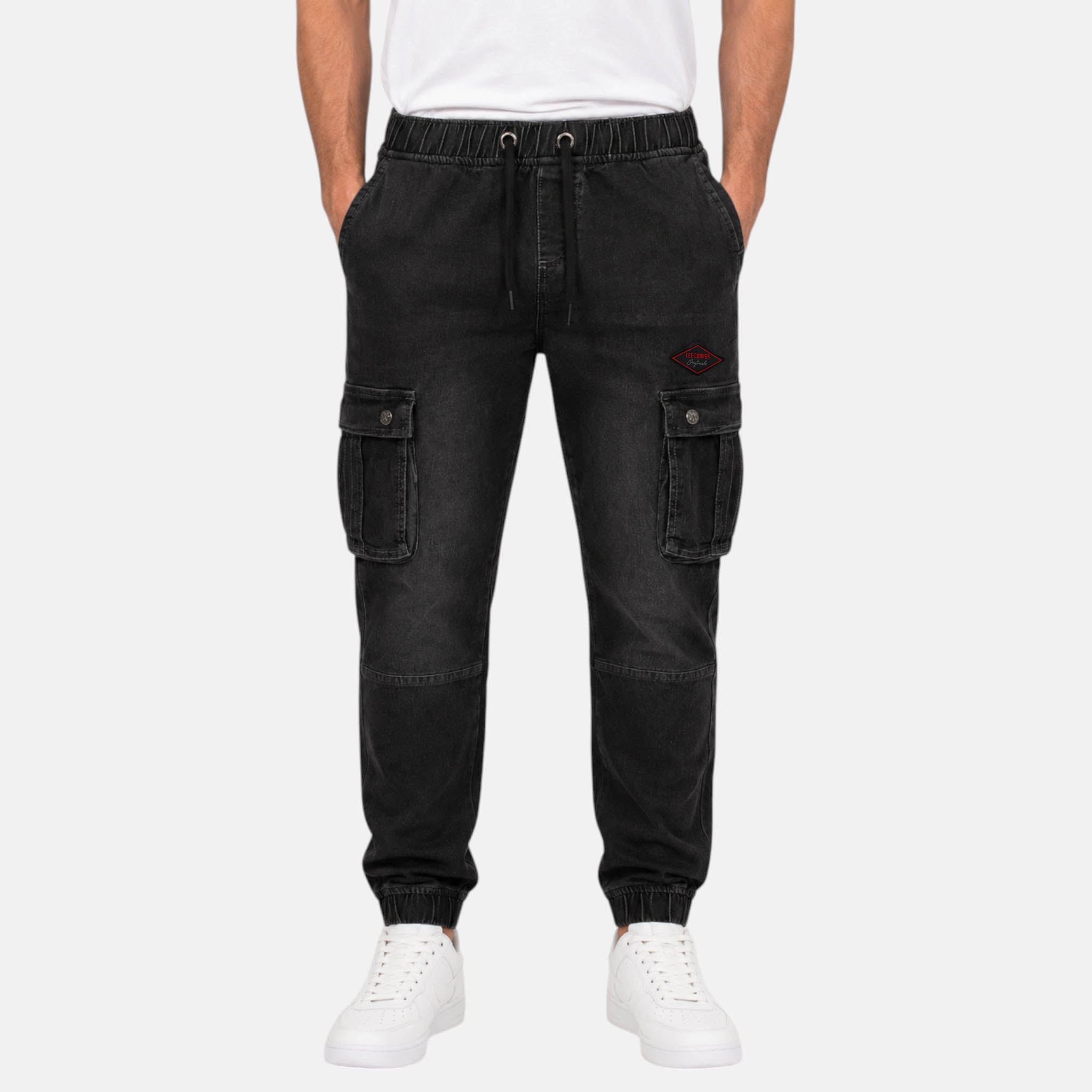 Jean cargo avec poches latérales, coupe droite et taille élastique à cordon SLIM, LEE COOPER
