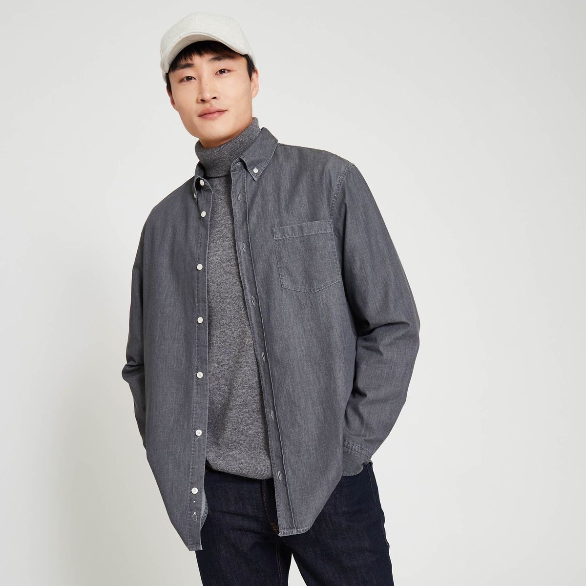 Chemise en chambray gris Monoprix La Redoute