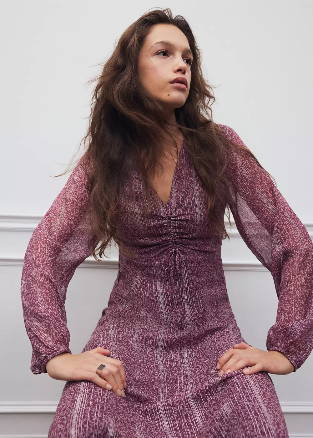 Robe imprimé à fleurs en fil textile, MANGO TEEN