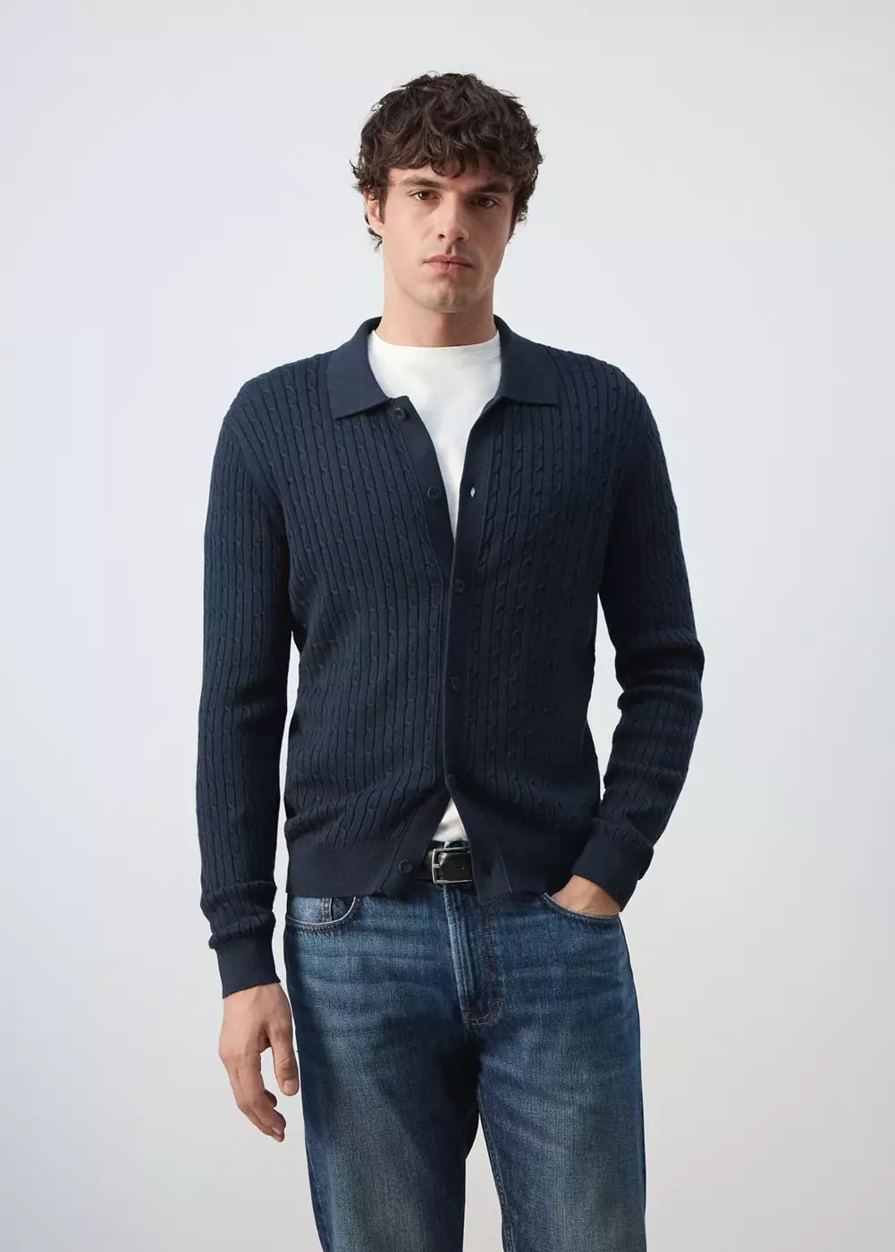 Cardigan maille tressée, MANGO MAN