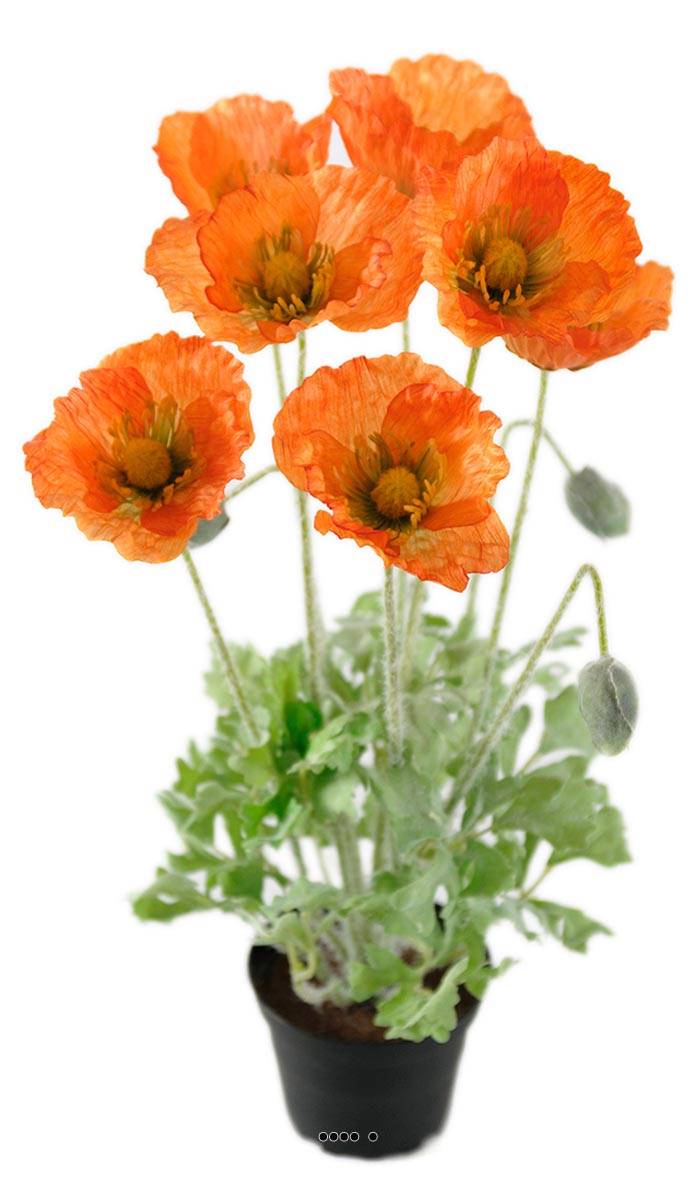 Pavot artificiel en pot H 45 cm D 30 cm quali, ARTIFICIELLES