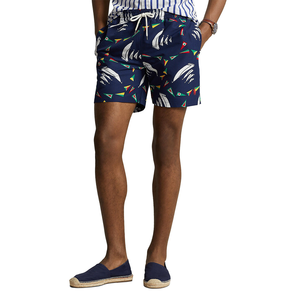 Image of Printed Drawstring Swim Shorts