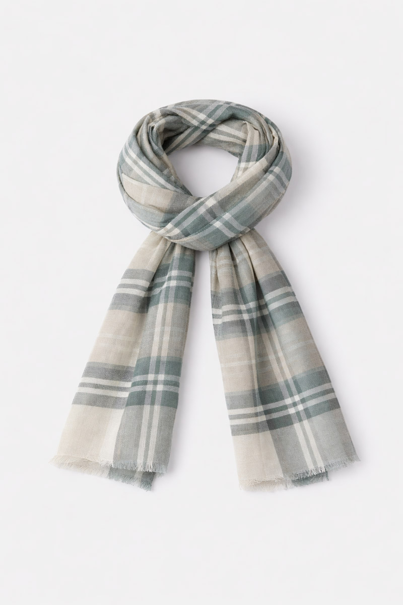 Foulard carreaux en lin et coton, ARMOR-LUX