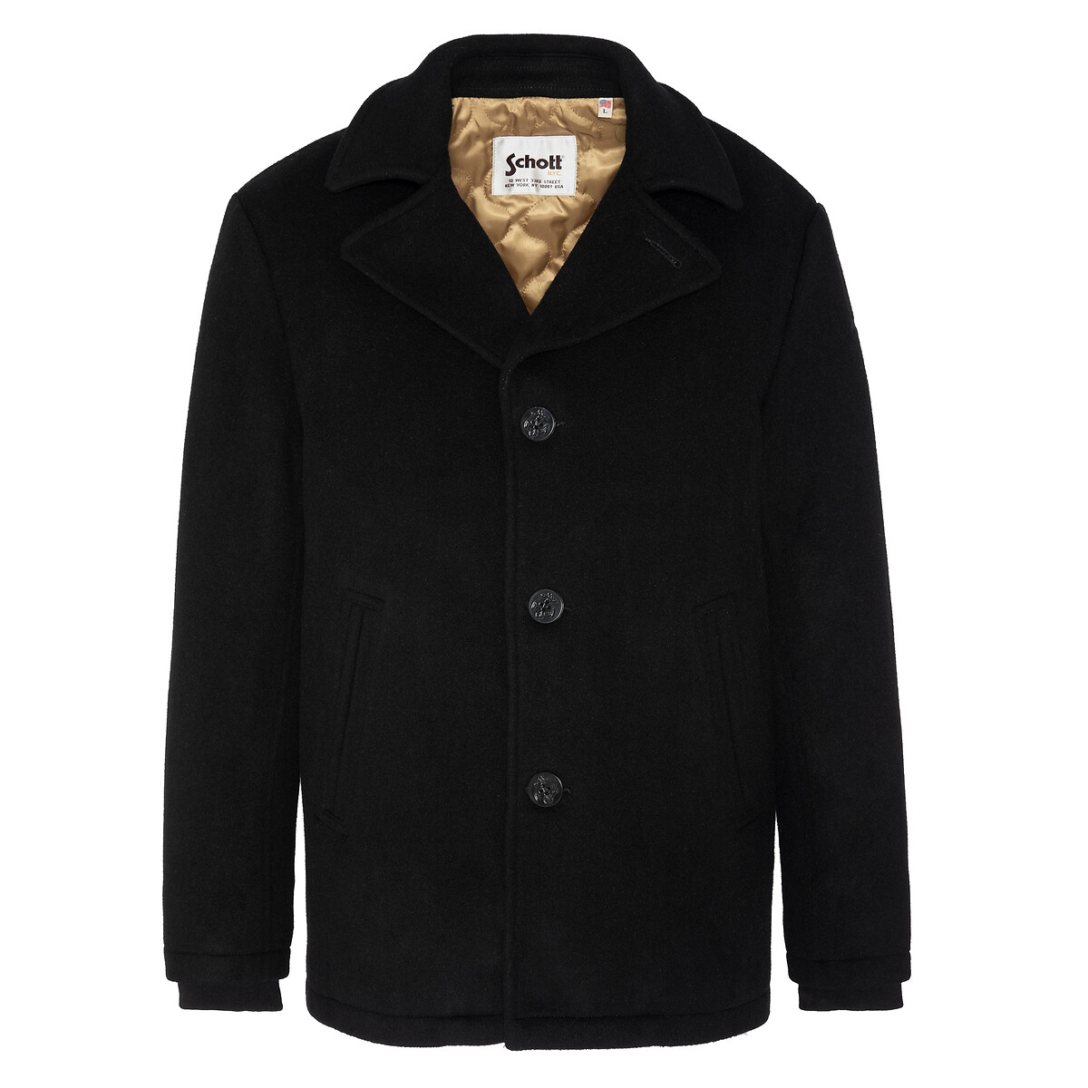 Mid-Length Winter Pea Coat in Wool Mix