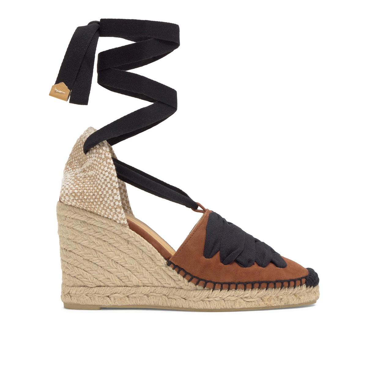 Espadrilles compensées en daim à coutures festonnées et rubans CURTIS PLATFORM, CASTANER