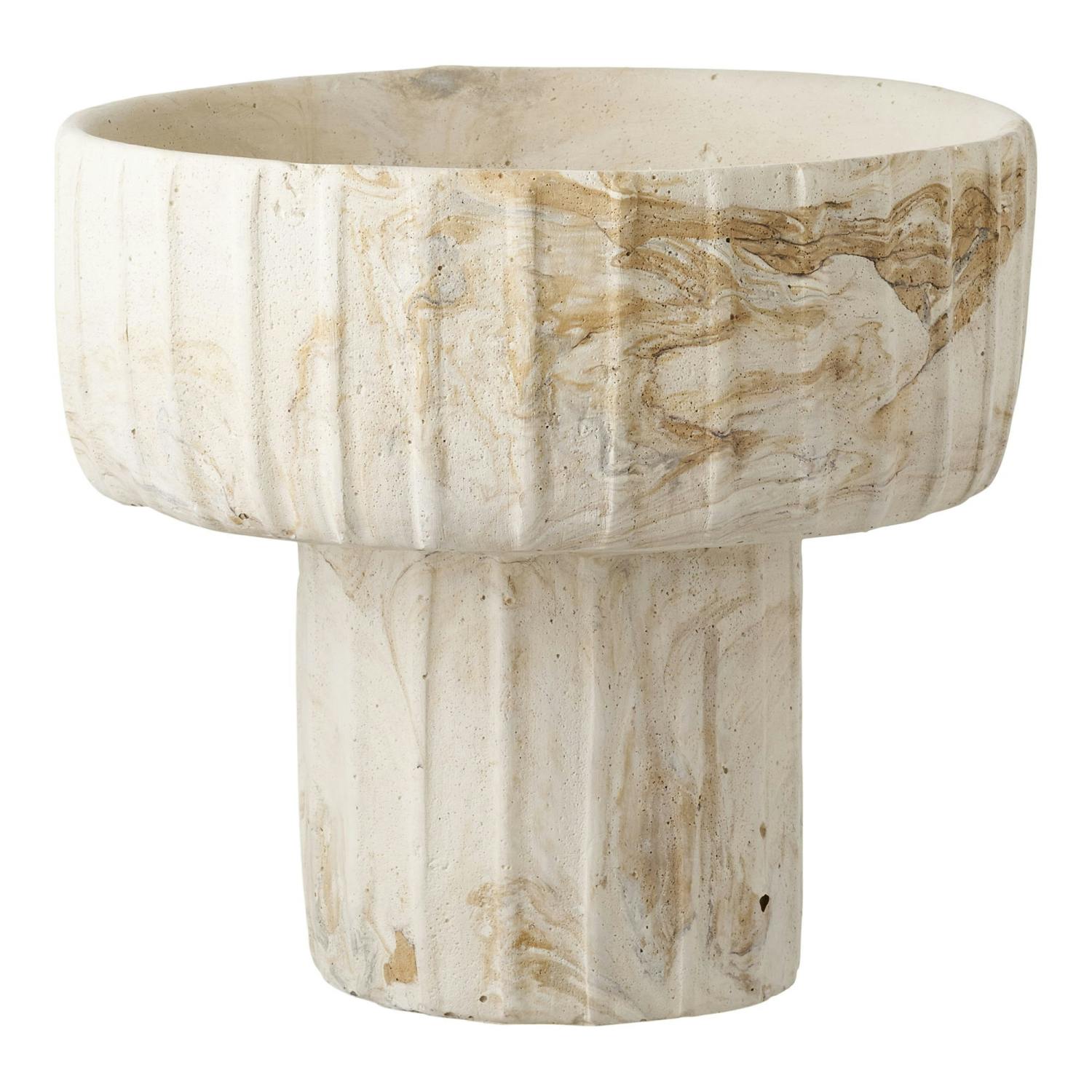 Vase déco ciment strié beige, forme coupe, PIER IMPORT