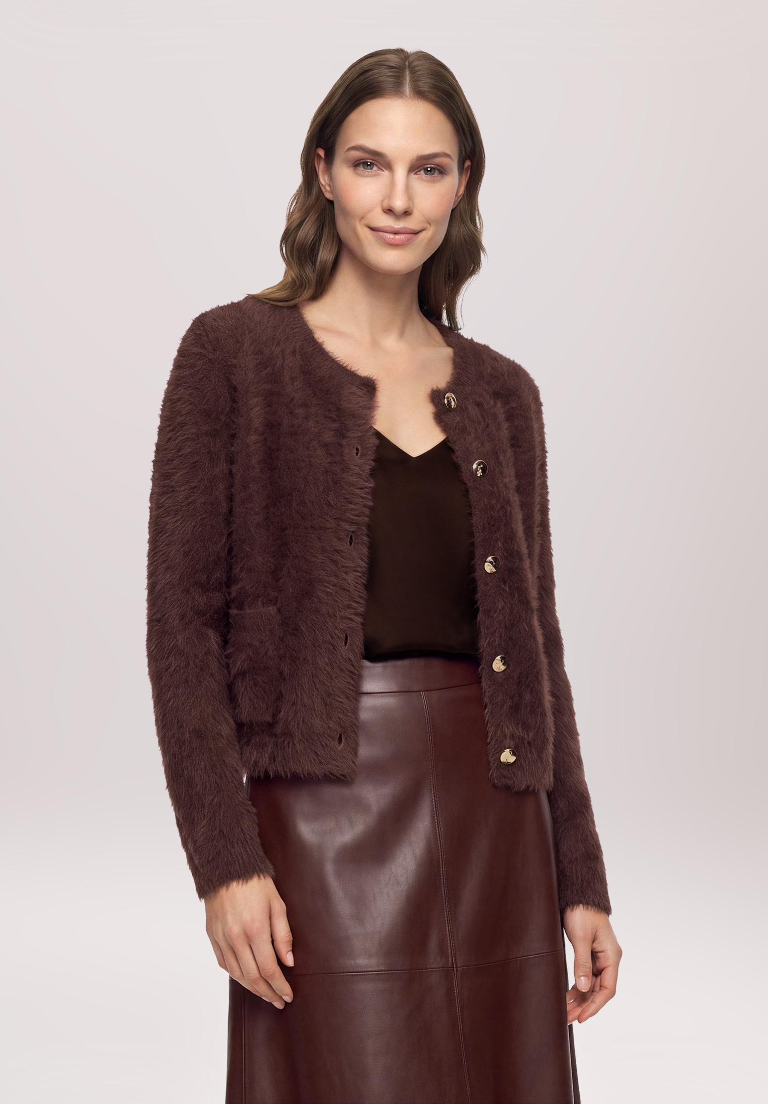 Cardigan en maille à encolure ronde, VERA MONT