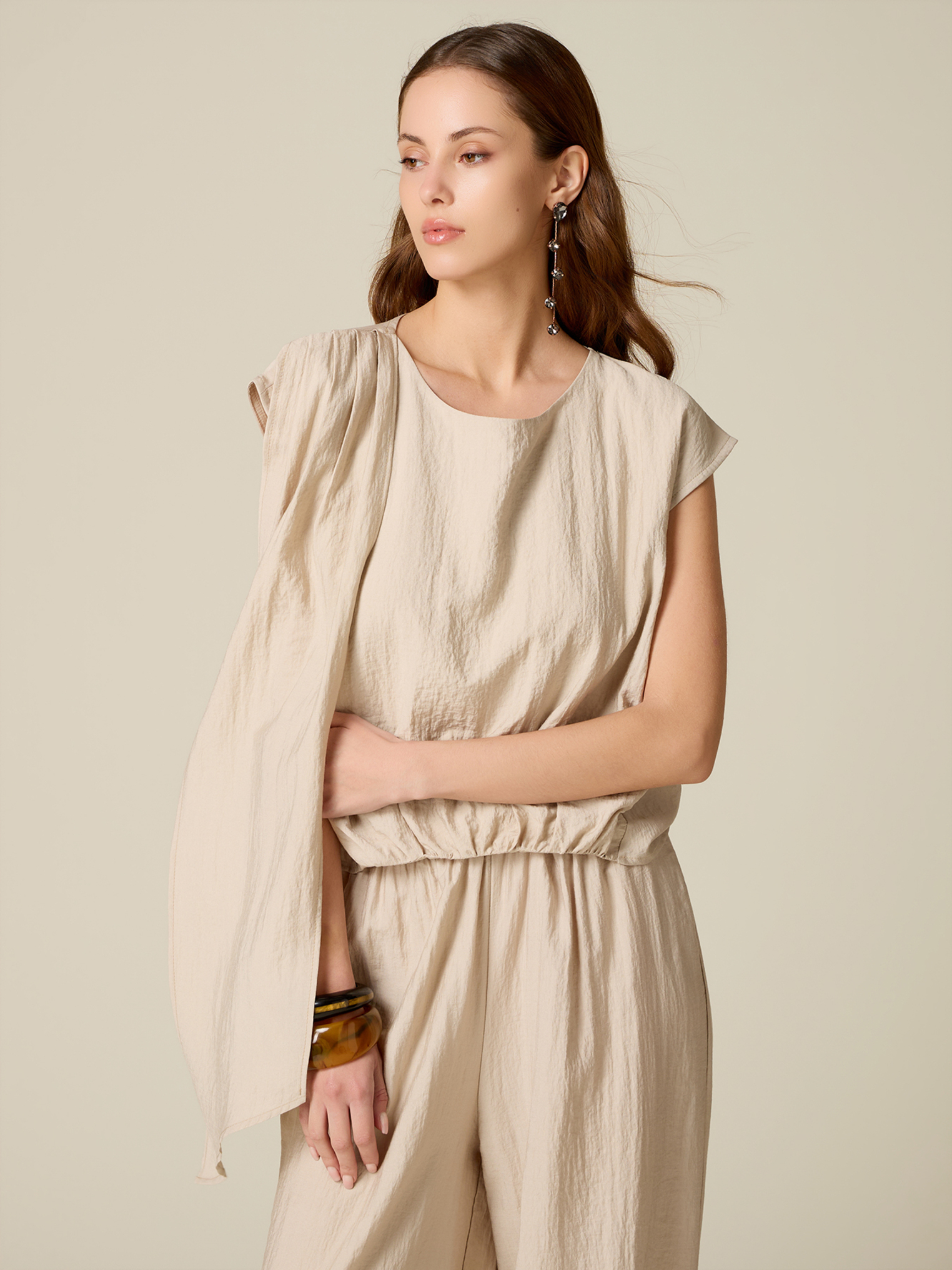 Blouse en mélange de viscose avec drapé, OLTRE