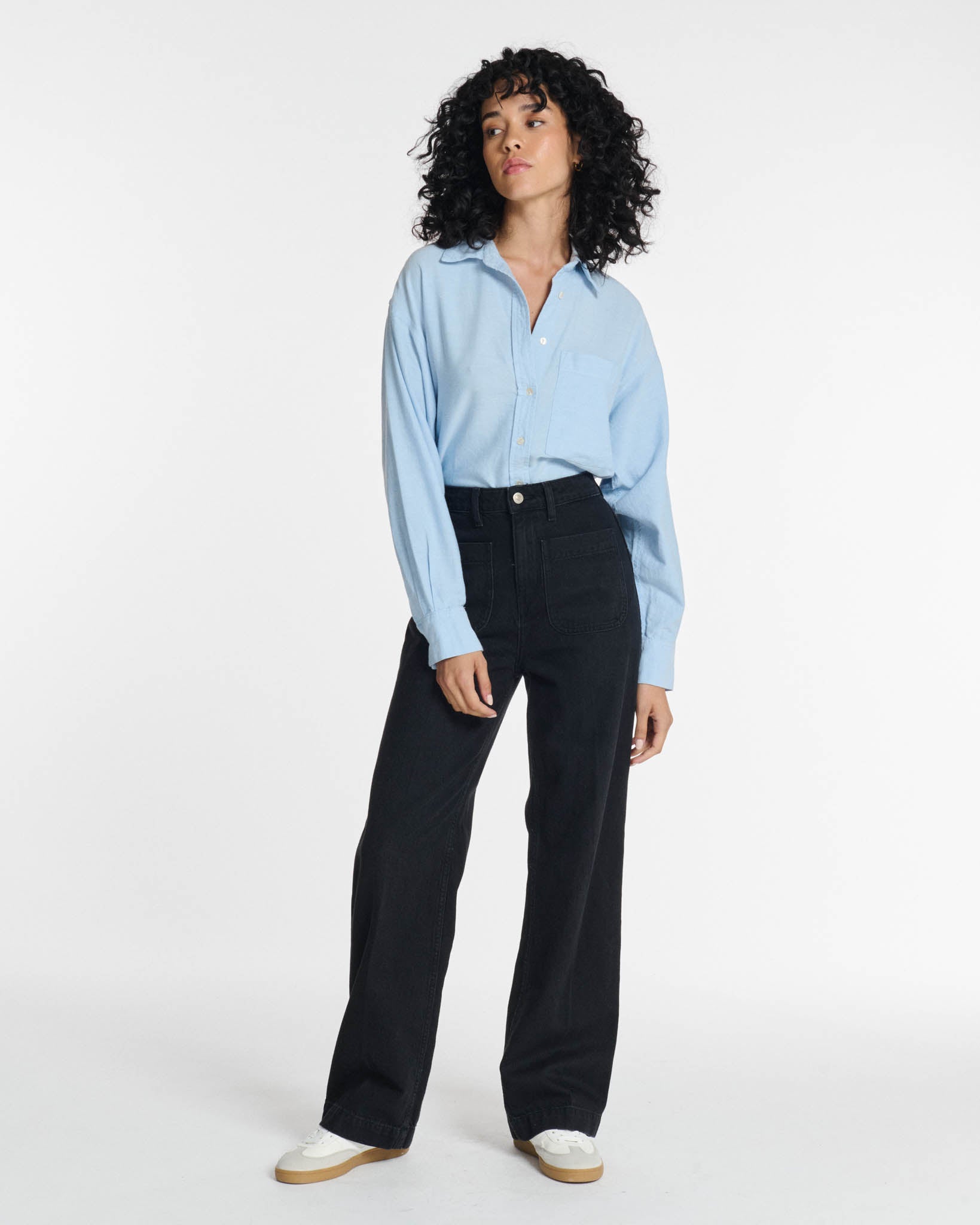 Jeans droit large taille haute regular, LABDIP