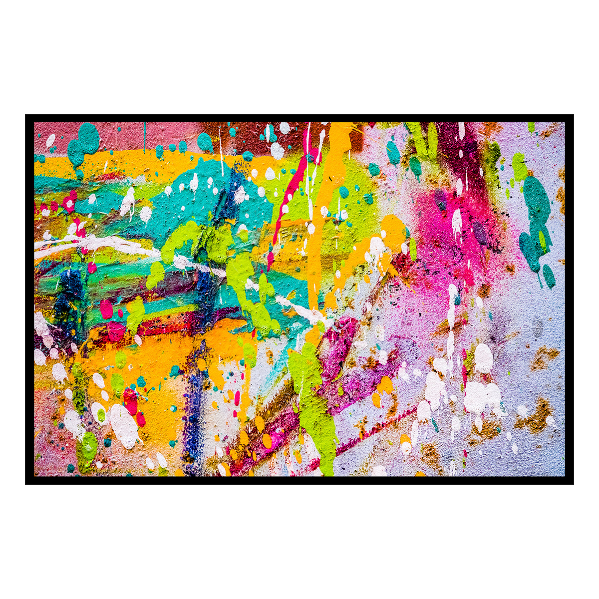 Affiche encadrée abstraite multicolore contemporaine, HEXOA