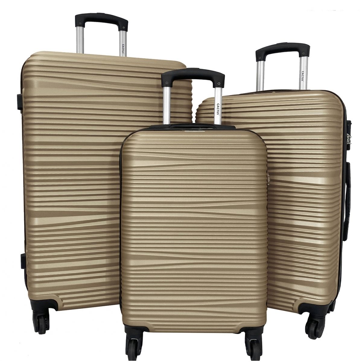 Lot 3 valises dont 1 valise cabine rigides Cactus ABS - CA10533 - Couleur  principale : NOIR - valise pas cher 