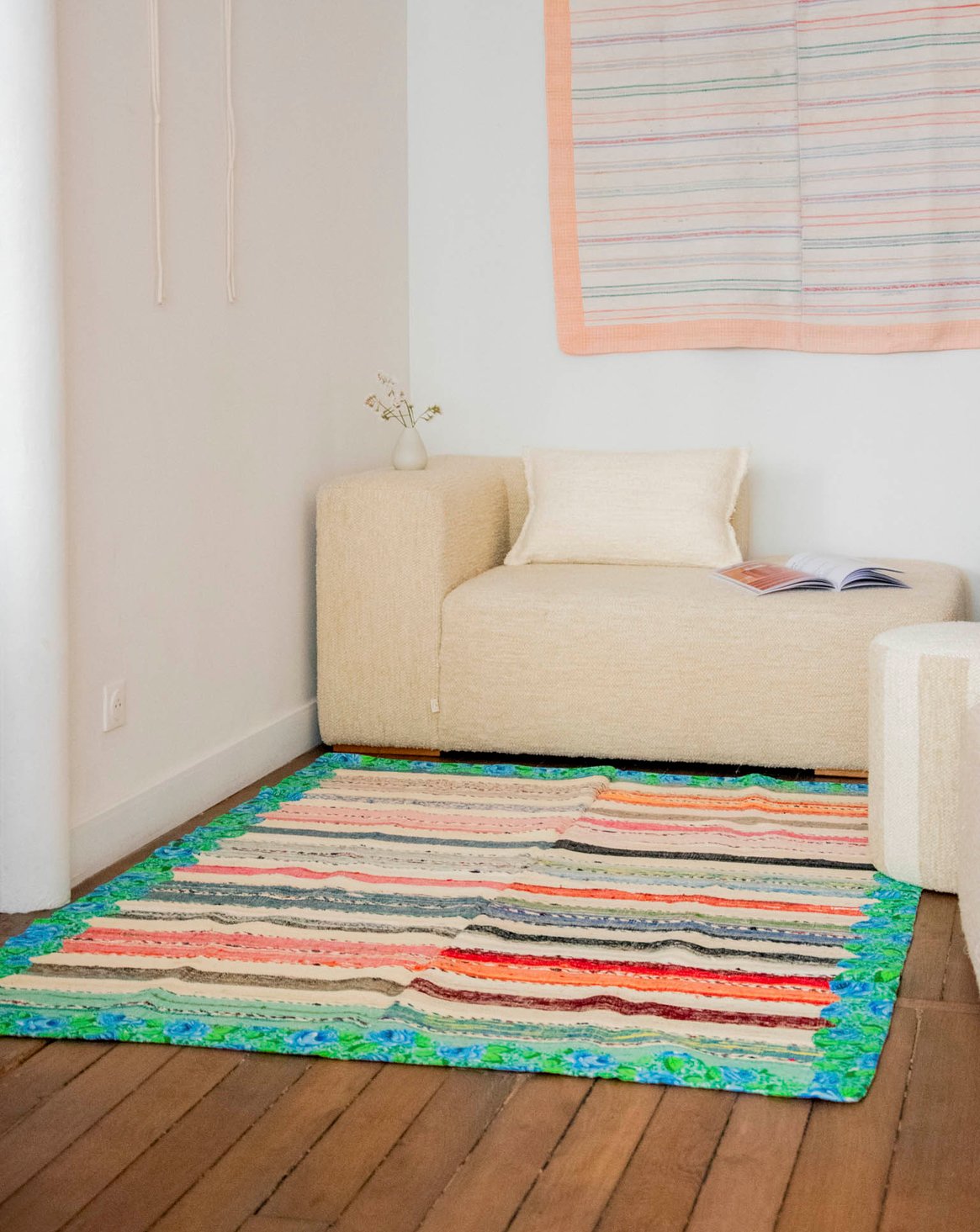 Tapis aux grosses rayures Olivier N°117 - Bon état, DEBONGOUT