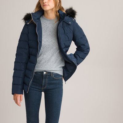 Recycled Hooded Padded Jacket with Belt LA REDOUTE COLLECTIONS