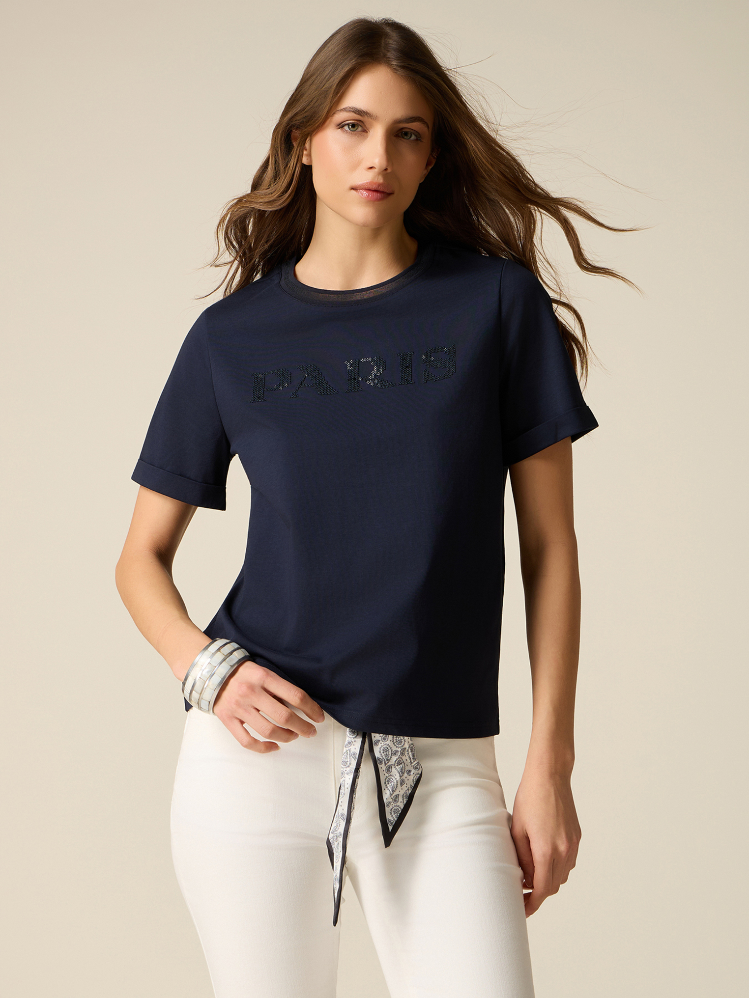 T-shirt avec broderie lettrage., OLTRE