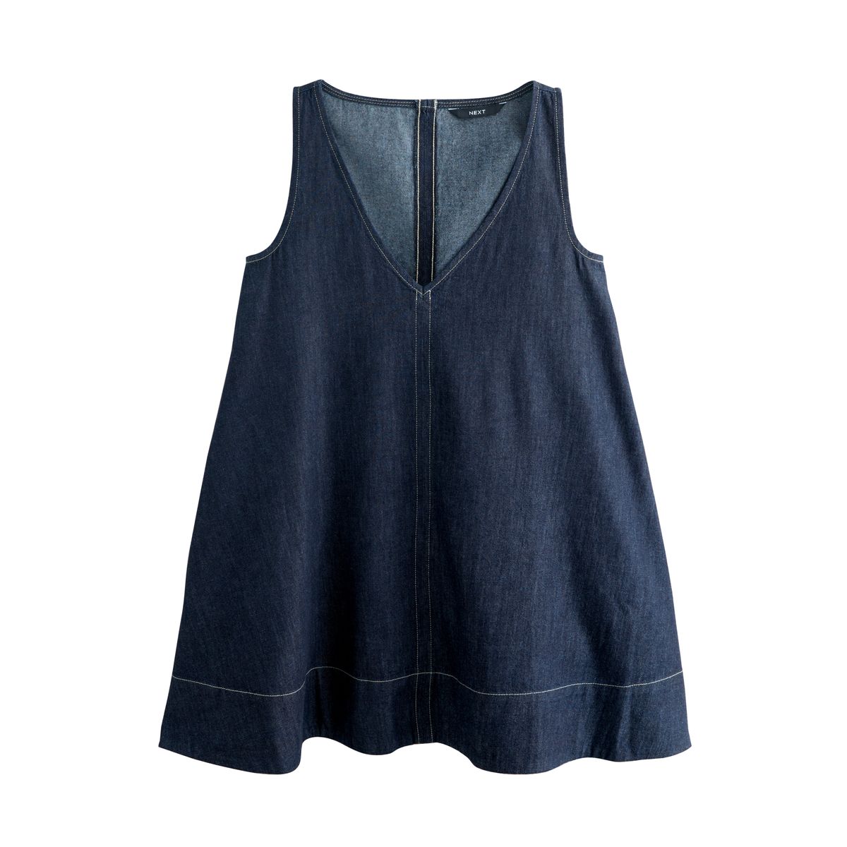 Robe courte en denim à col v, NEXT
