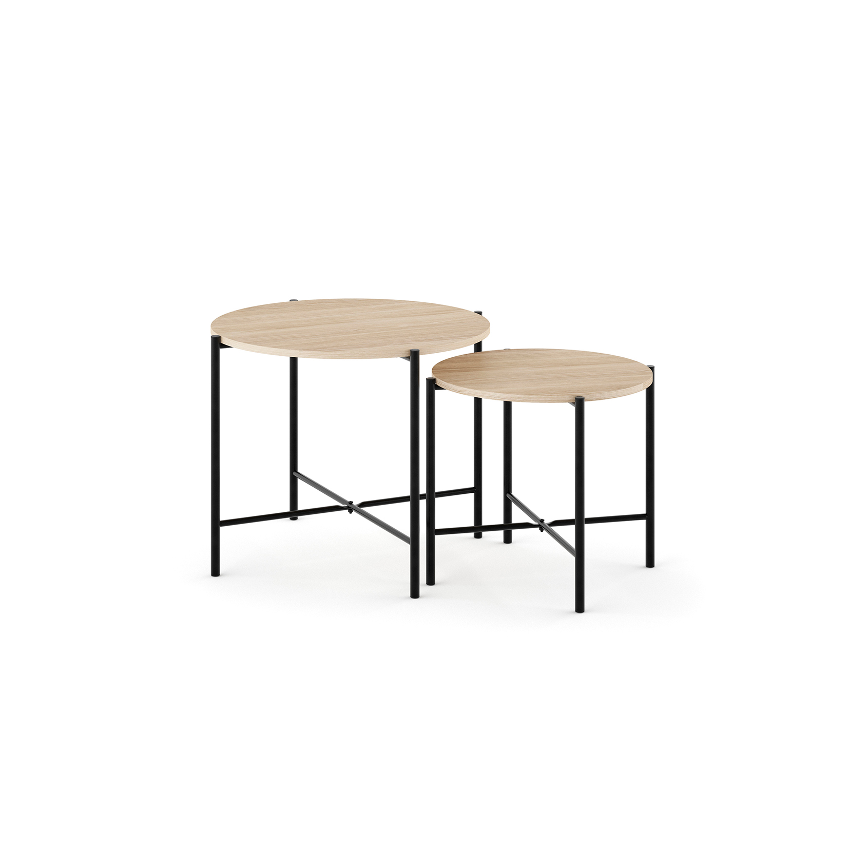 Lot de 2 bouts de canapé en placard et métal, NÉRO, HISPANOHOGAR
