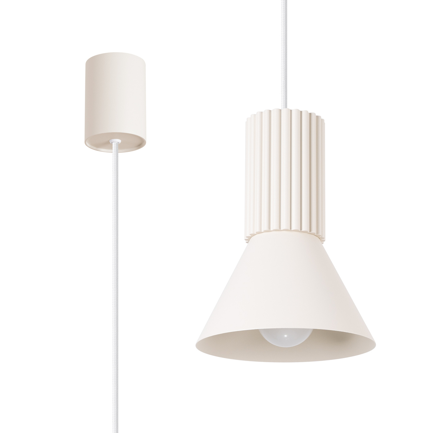 Suspension Acier Beige E14 1 Estria, EDEN