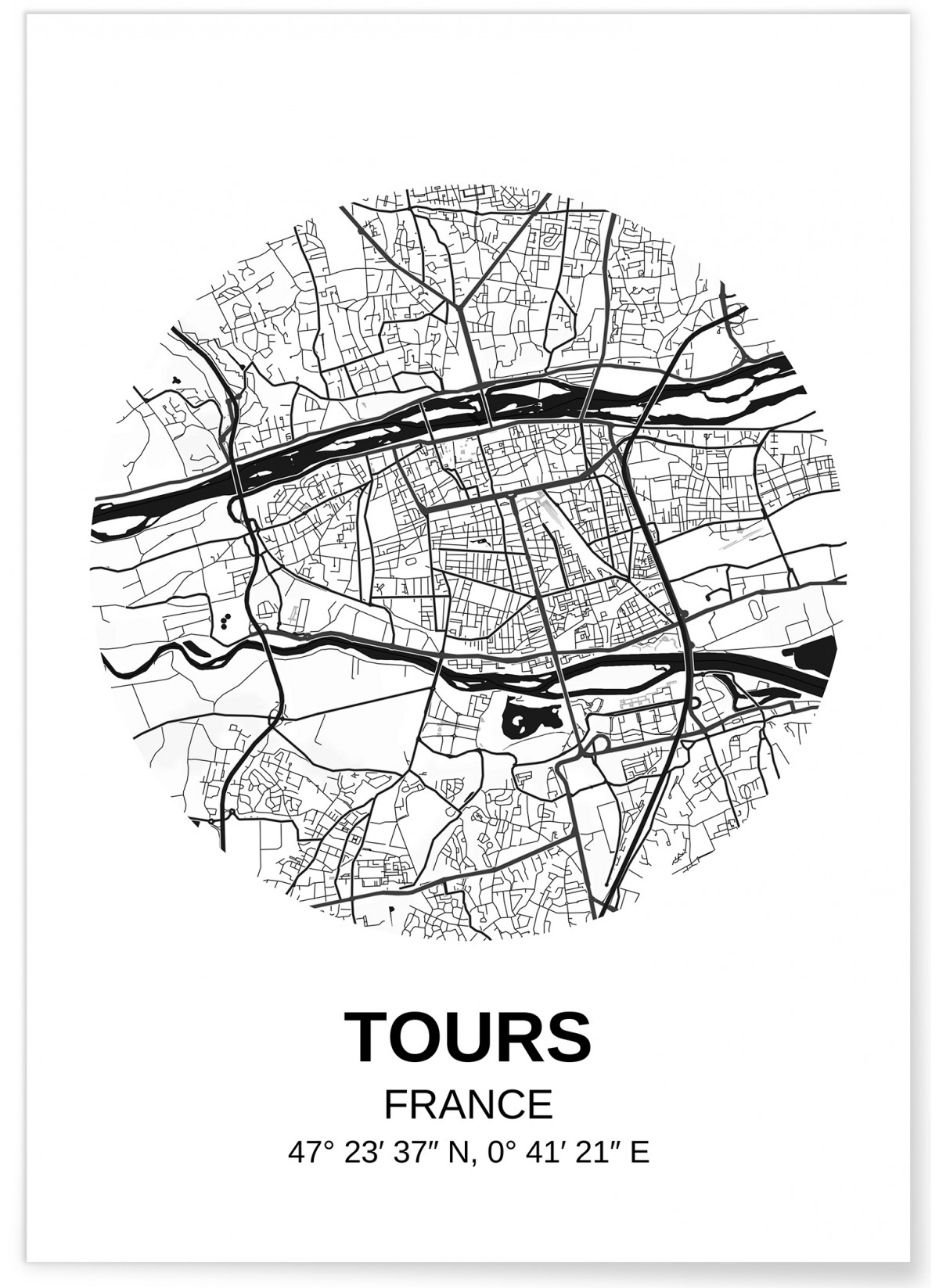 Affiche Carte Tours, L'AFFICHERIE