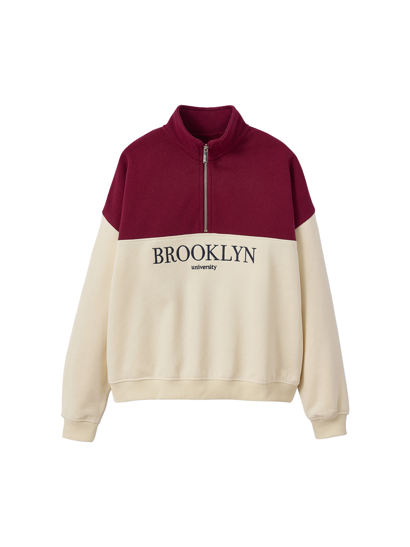 Sweat col camionneur color block lettres brodées, JONEN