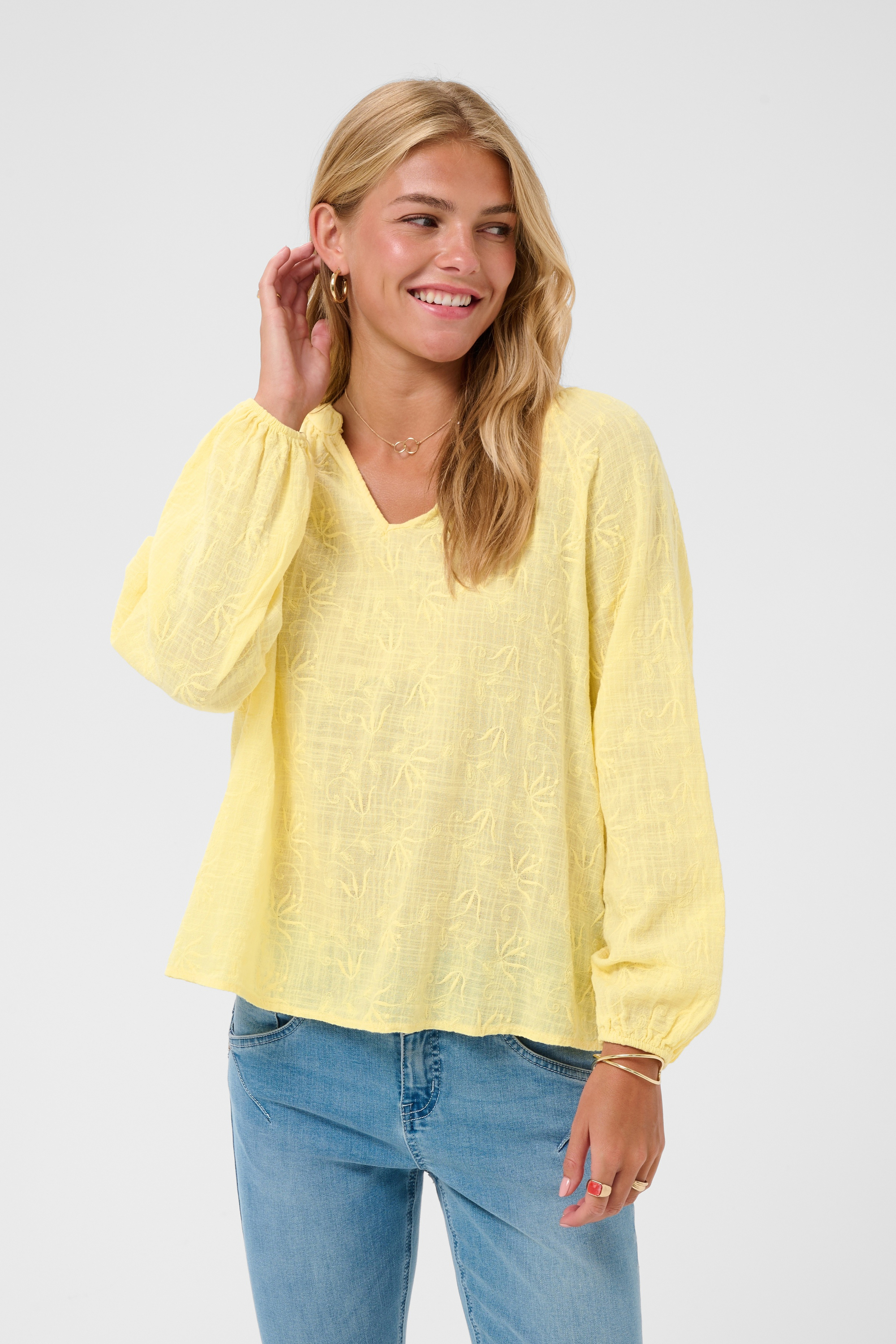 Blouse à manches longues, CREAM