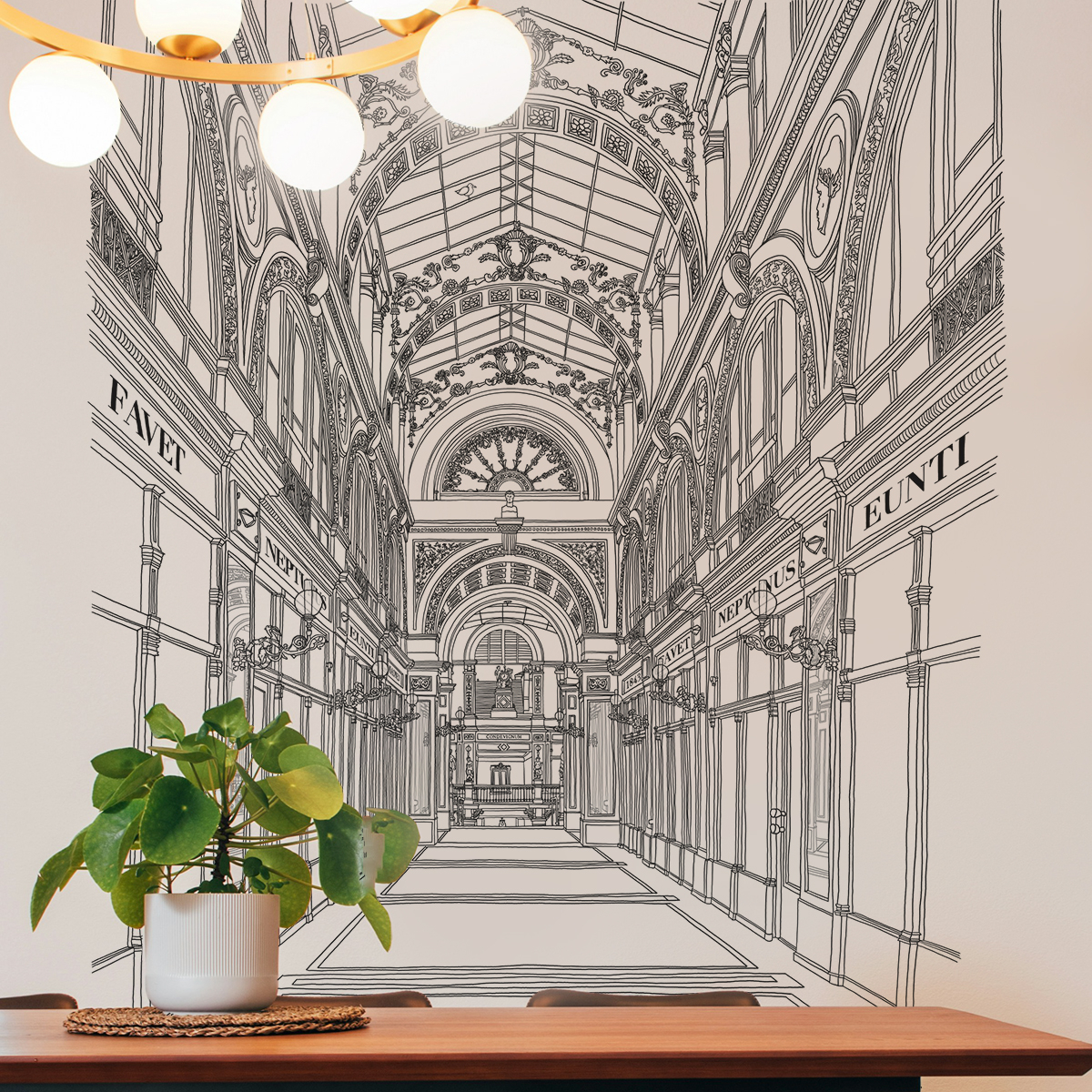 Papier peint panoramique Nantes Passage Pommeraye, 150 x 250cm, ACTE DECO