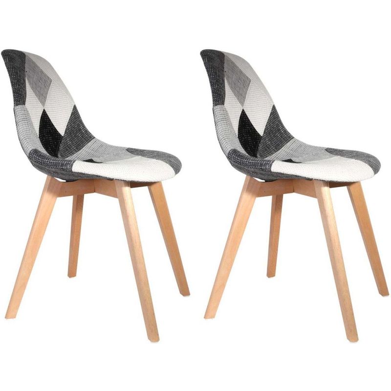 Chaise scandinave en tissu et pieds en bois gris Cmp