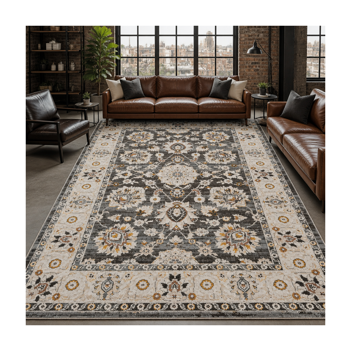 Tapis d'orient, motif oriental en relief, style authentique LYN51 OPALE, UN AMOUR DE TAPIS