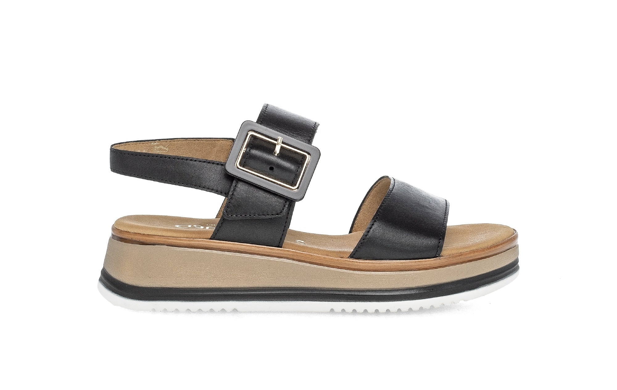 Sandales en cuir à talon compensé, GABOR