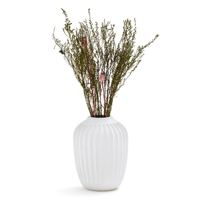 Vase strié en céramique H21 cm Estria blanc <span itemprop=