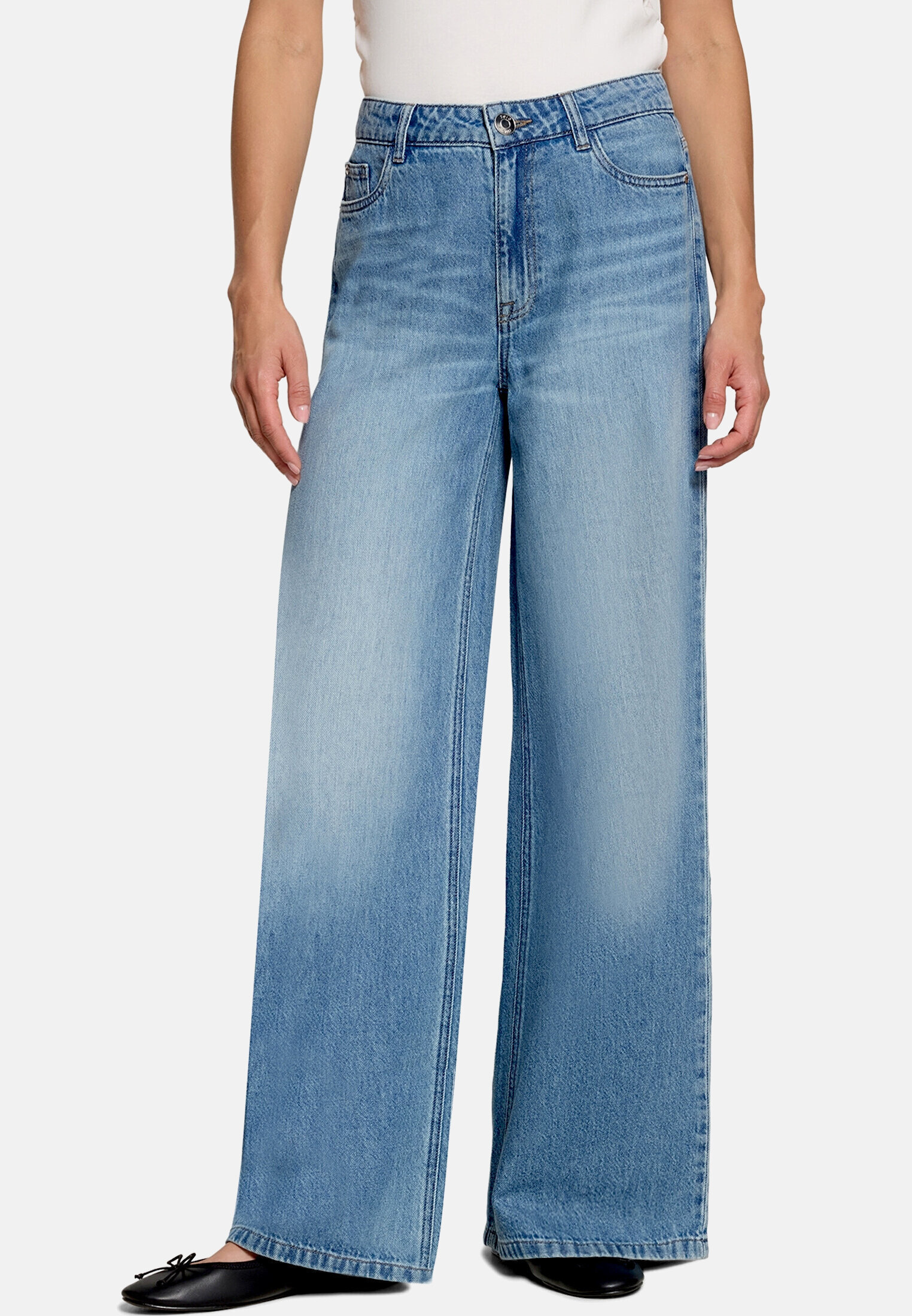 Jean modern fit à jambes larges, ZERO