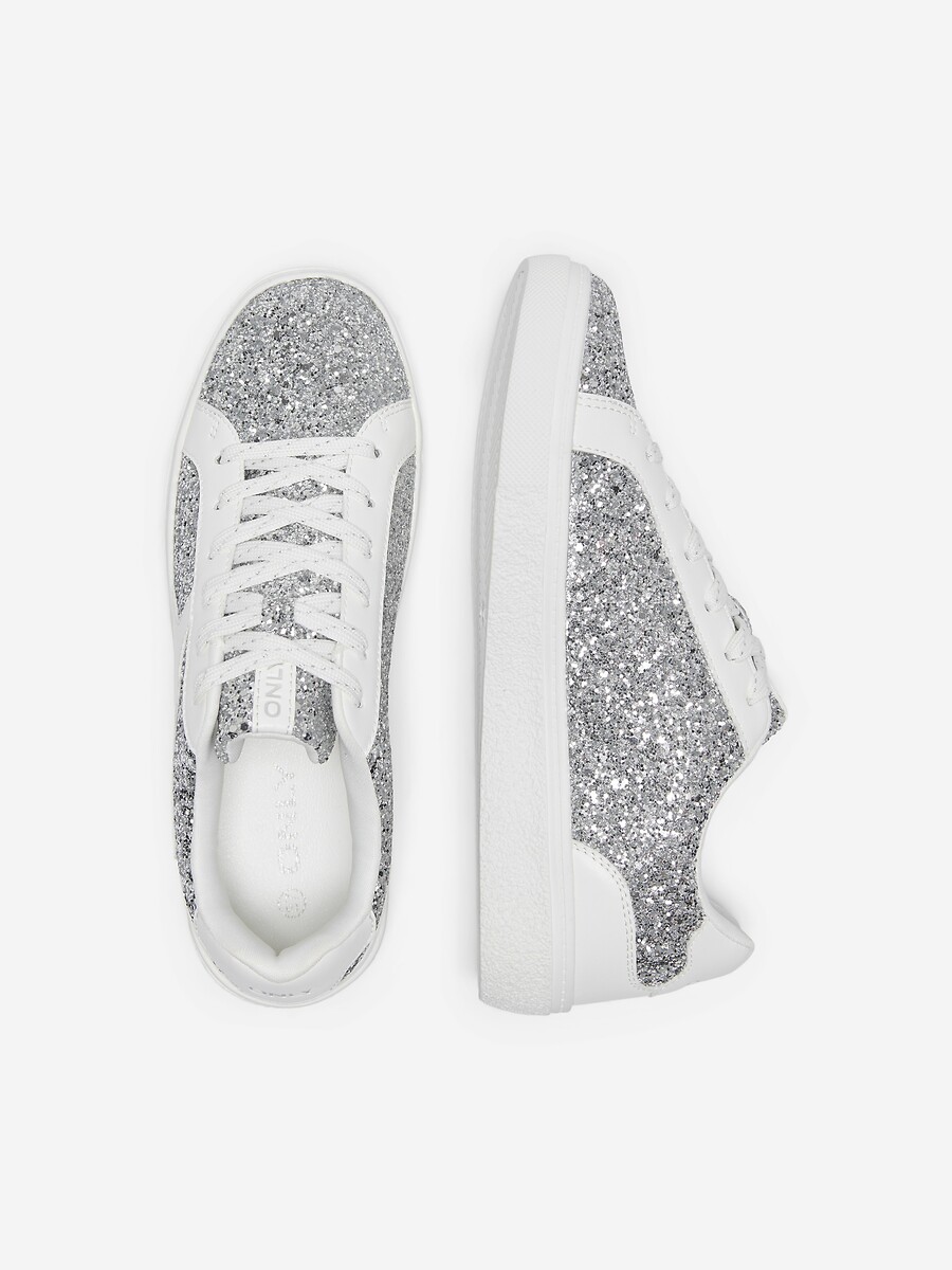 Baskets La Redoute Collections - Paillettes Argenté & Imprimé Léopard - Taille 39 - Gris - Occasion
