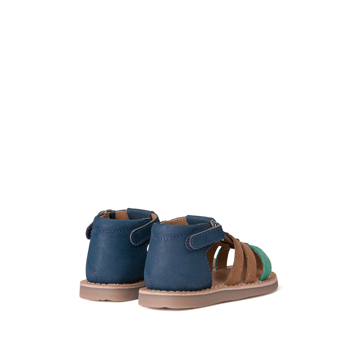 Sandales cuir scratch bleu marine La Redoute Collections La