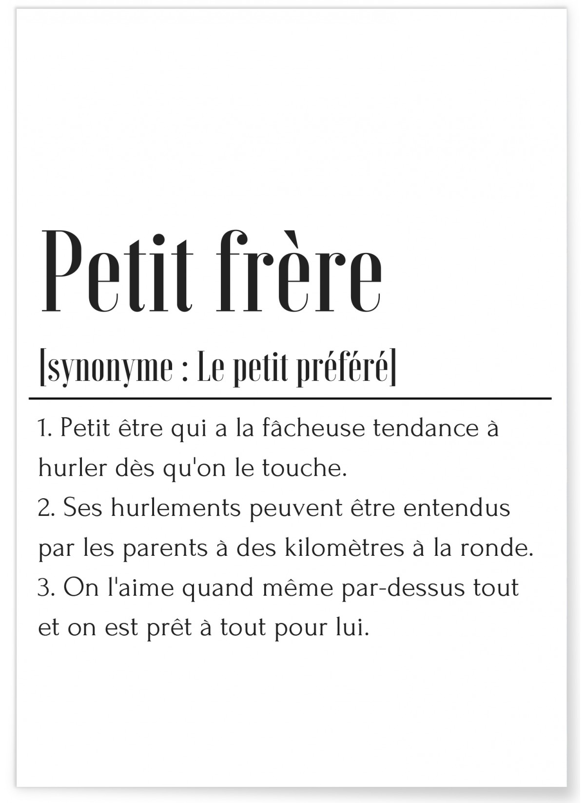 Affiche Définition Petit frère, L'AFFICHERIE