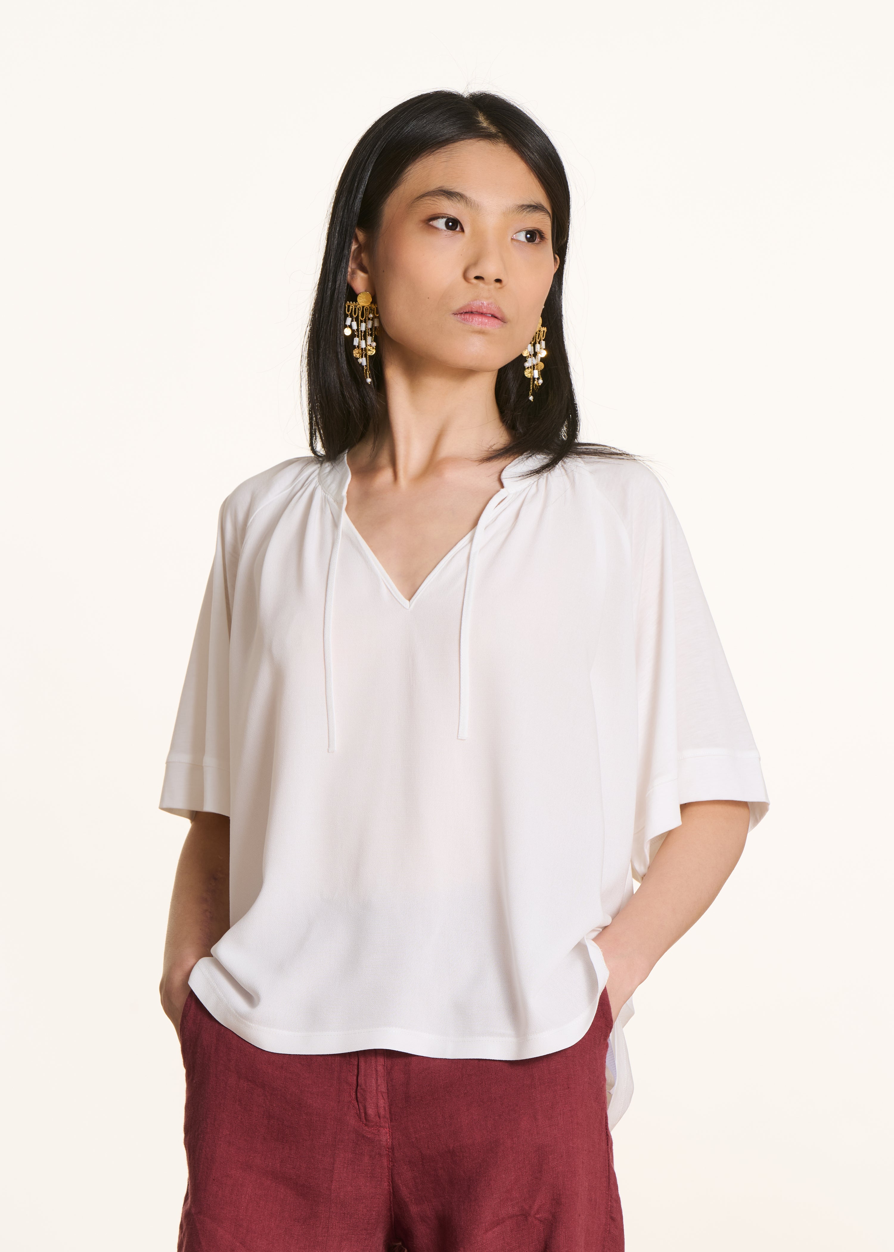 T-shirt ample bi-matière manches courtes, LA FEE MARABOUTEE