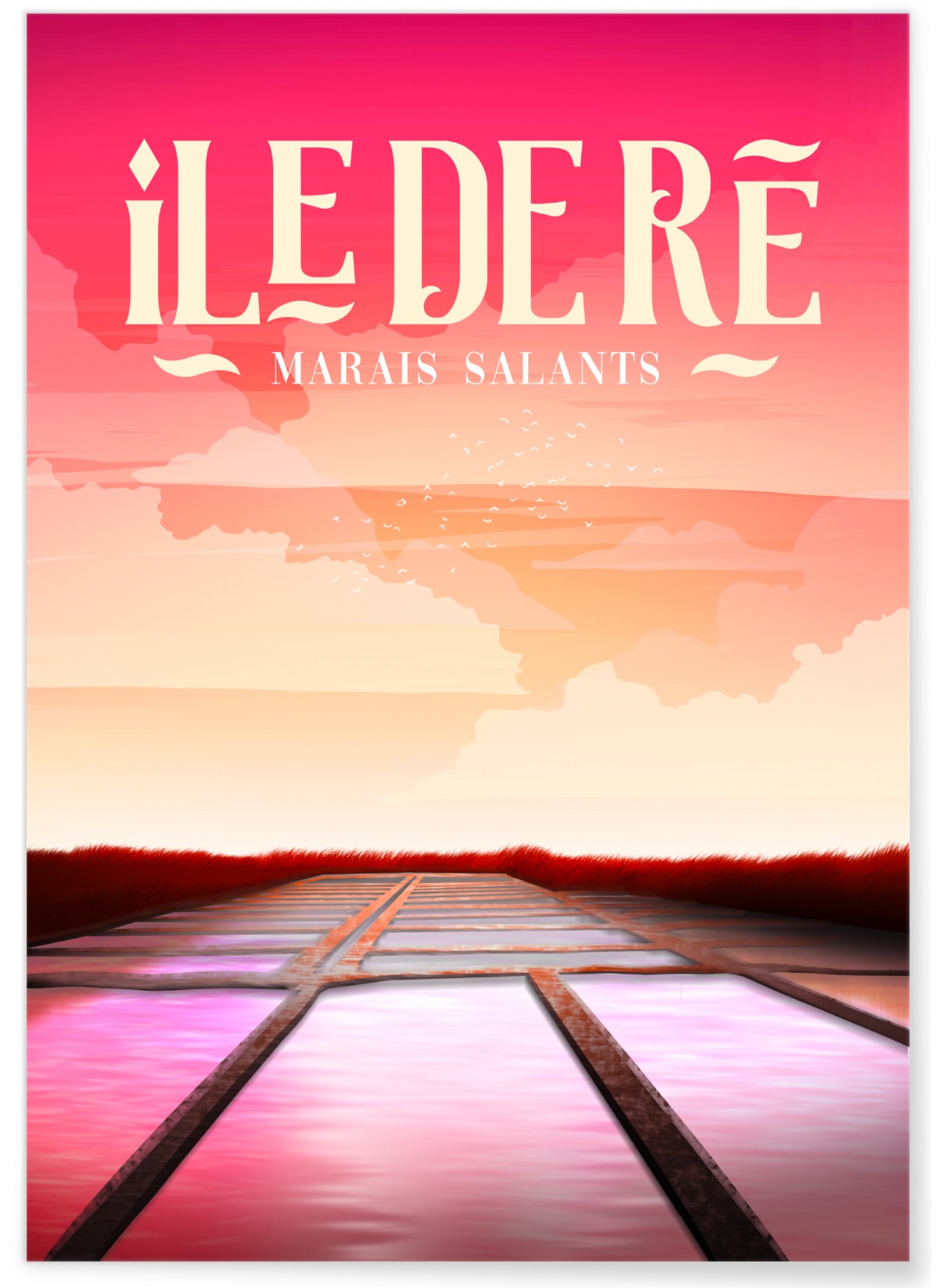 Affiche ville Île de Ré : Marais salants, L'AFFICHERIE