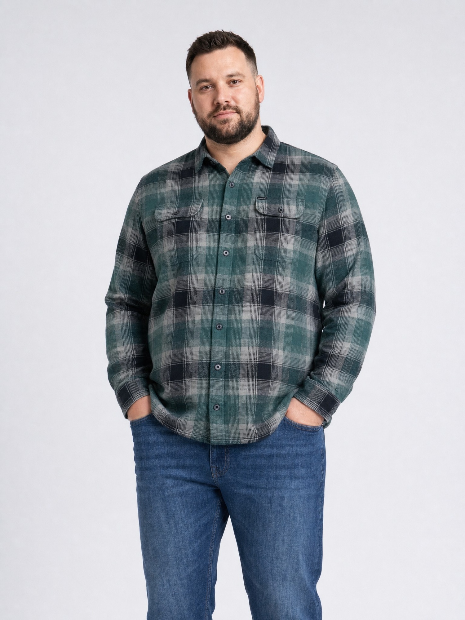 Chemise grande taille à carreaux et motif chevrons steelmark, PETROL INDUSTRIES