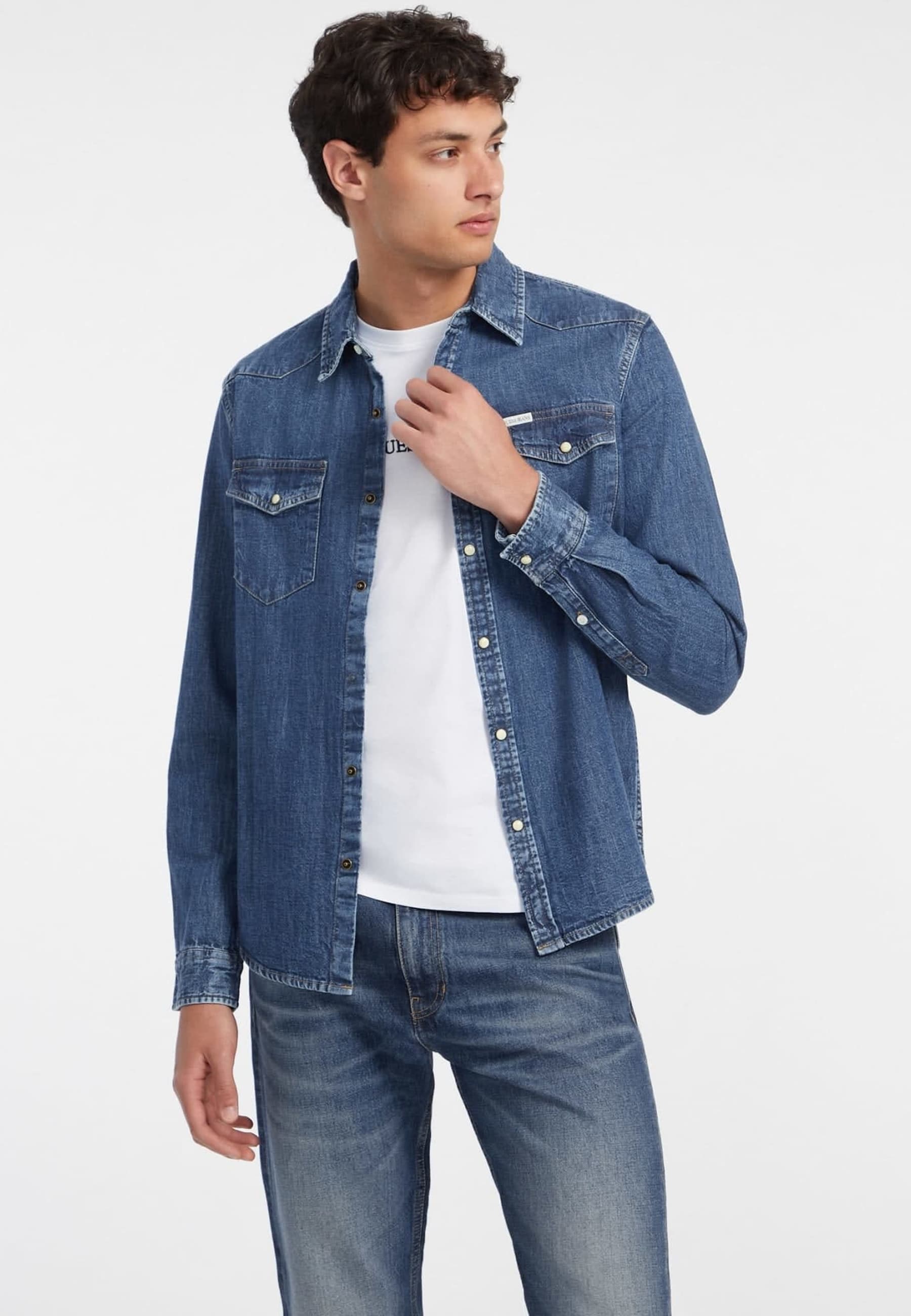 Chemise Slim En Jean À Manches Longues, GUESS JEANS