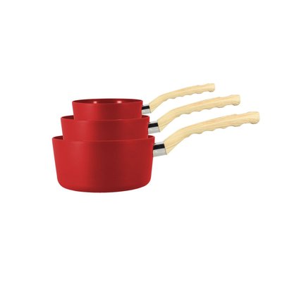 Set de 3 casseroles en aluminium rouge -  compatible induction MENASTYL