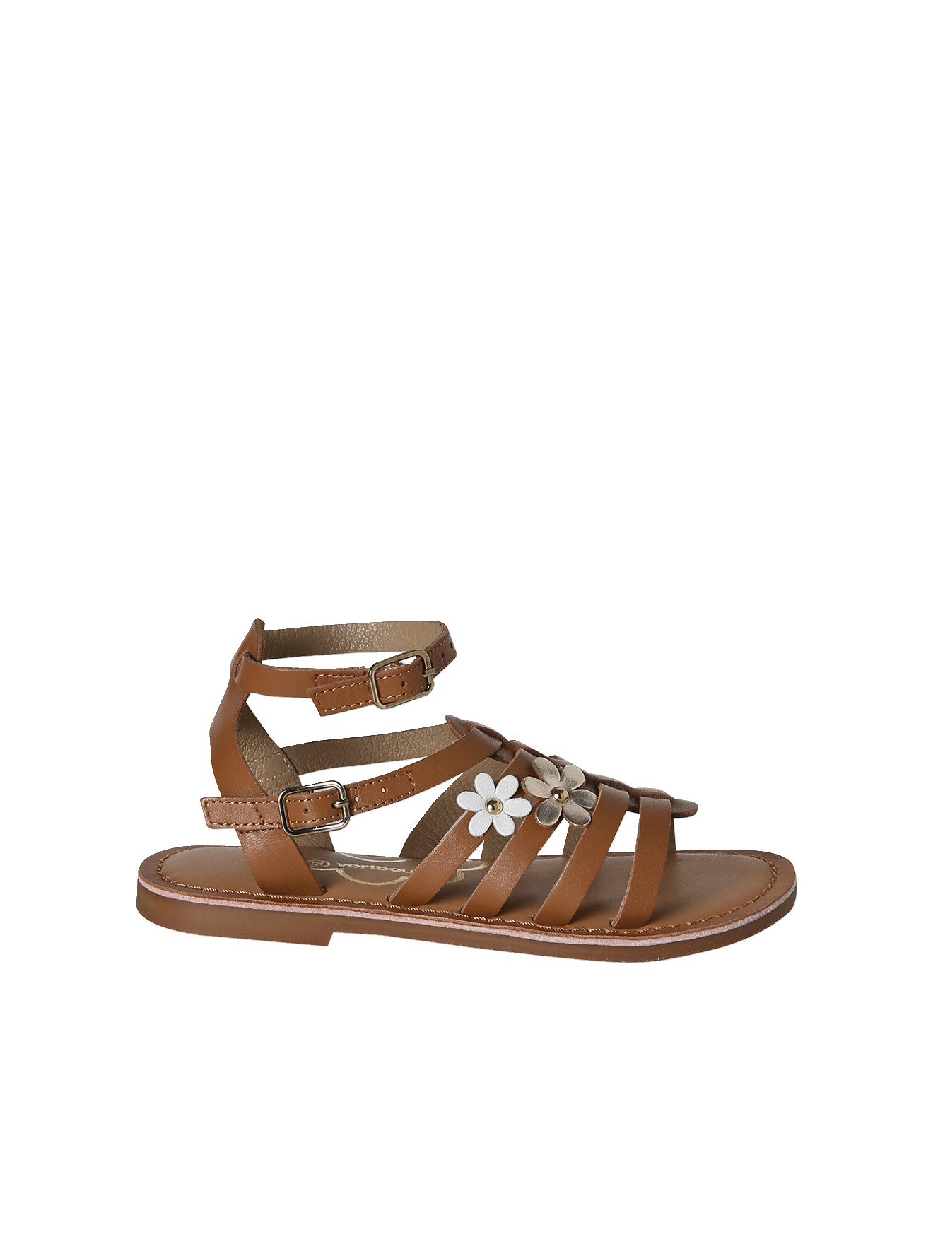 Sandale spartiate cuir à boucles, VERTBAUDET