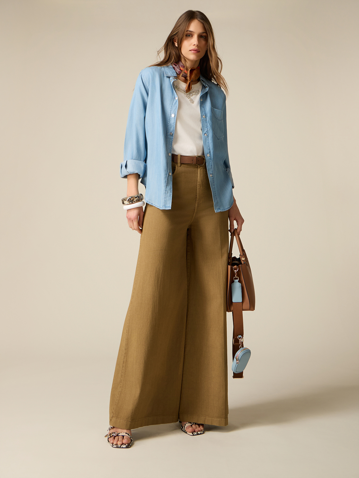 Pantalon wide leg délavé, OLTRE
