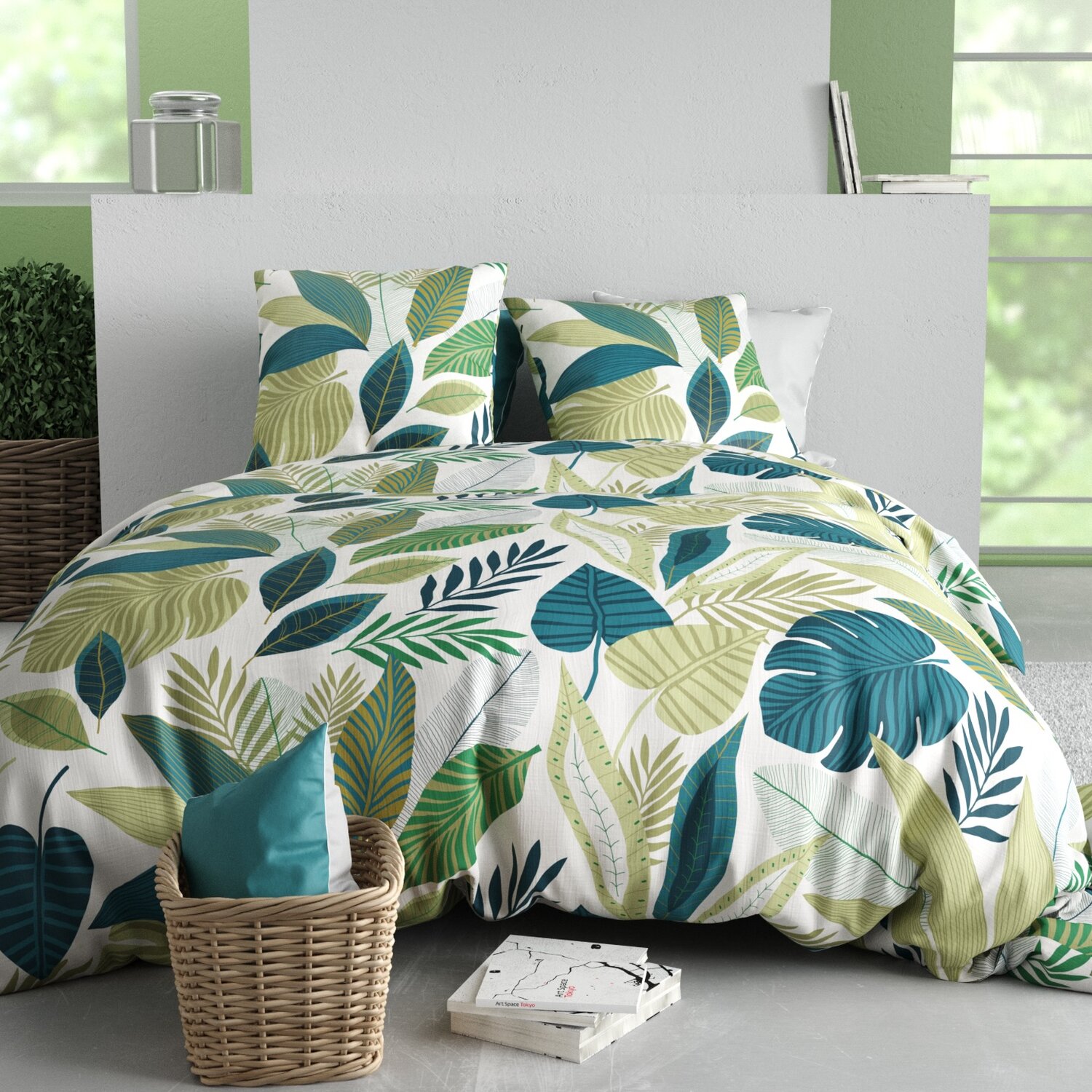 Parure housse de couette en coton imprimée, Tropicalia, ATELIER DU COTON