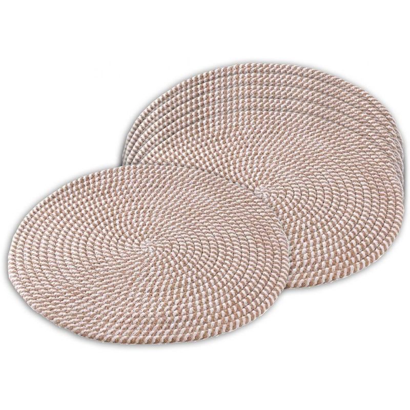 Set De Table Rond En Jute Lot De Naturel Et Blanc Aubry Gaspard