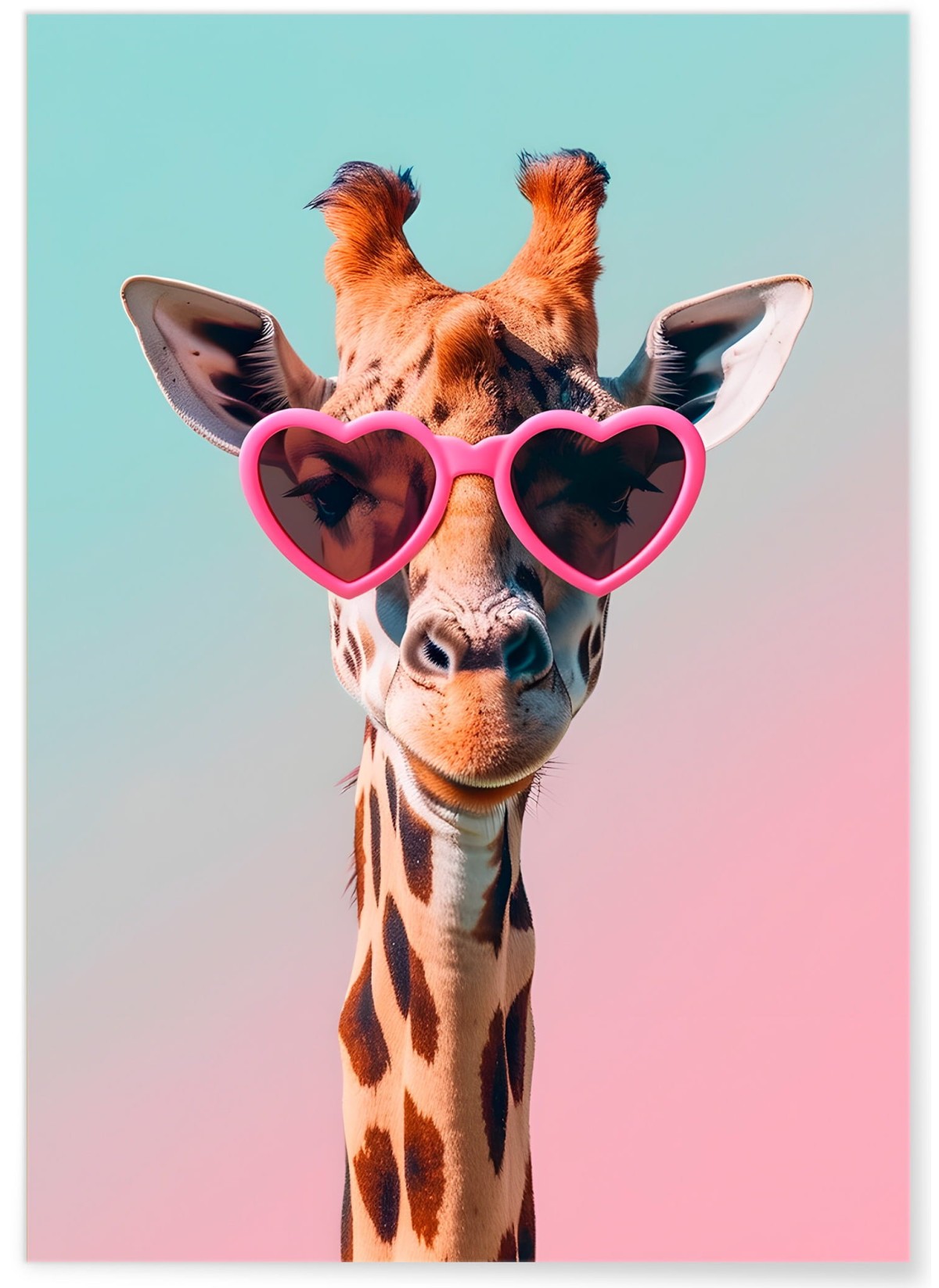 Affiche La girafe aux lunettes coeur, L'AFFICHERIE
