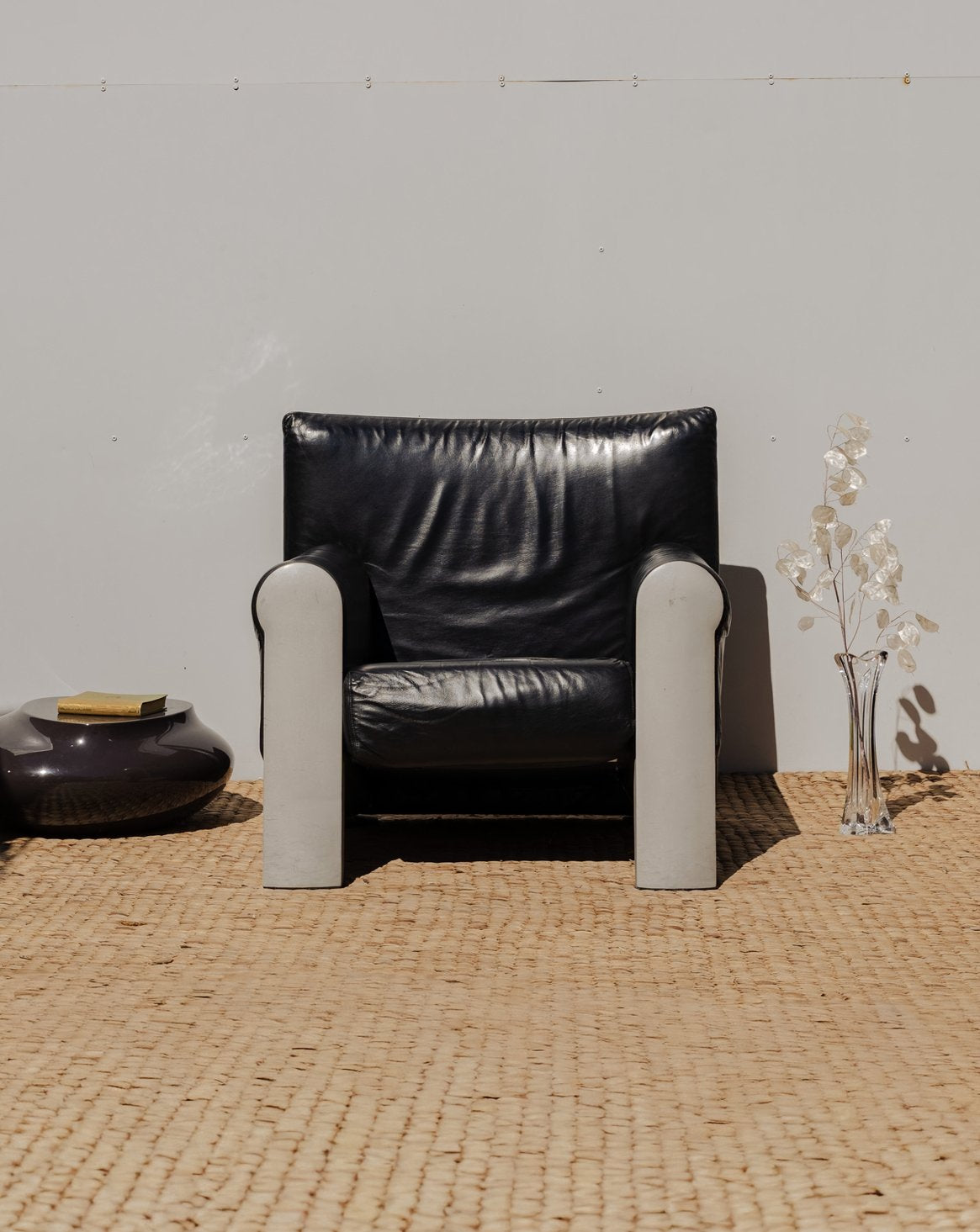 Fauteuil en cuir noir et chromé Jakob N°956 - Bon état, DEBONGOUT
