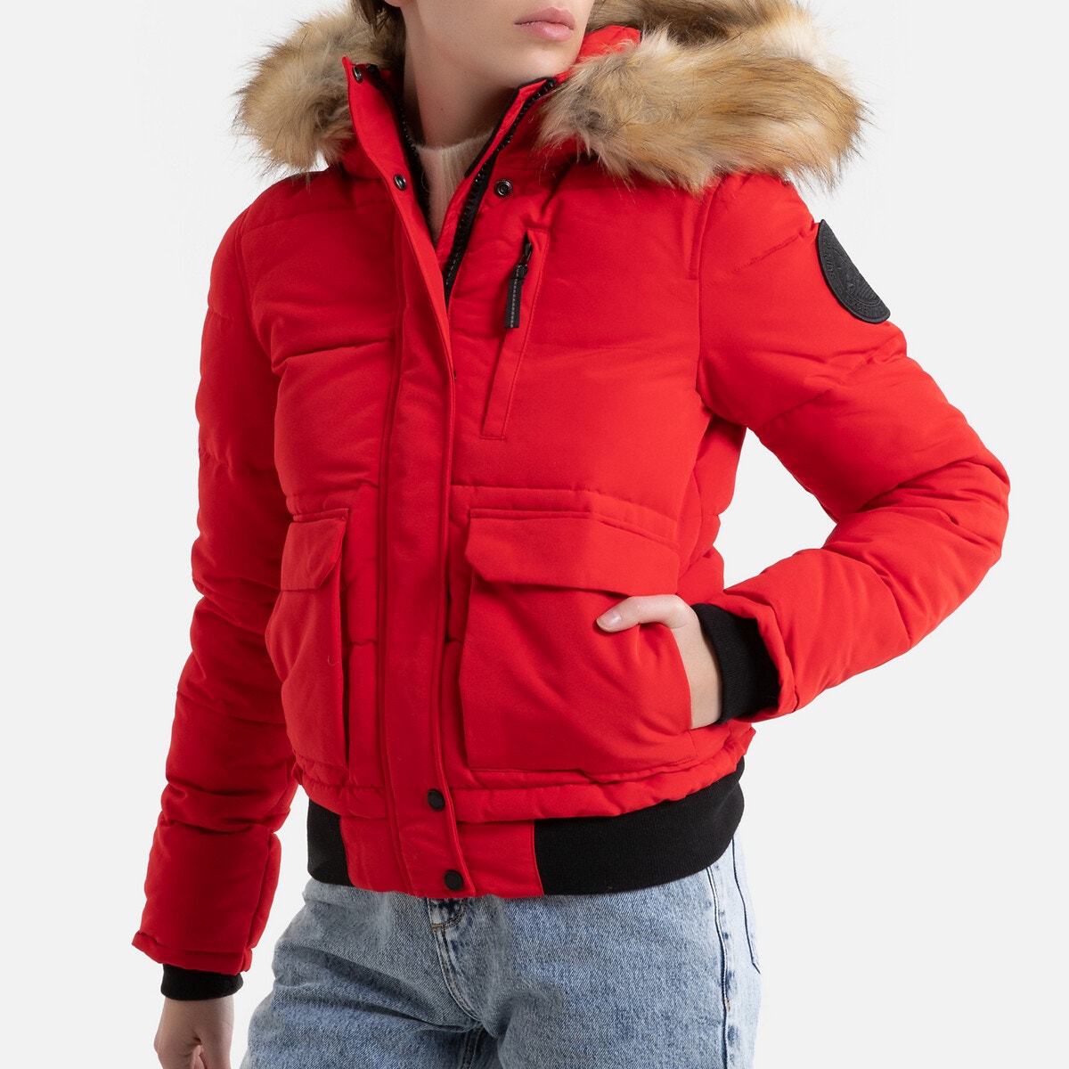 Doudoune courte à capuche zippée, SUPERDRY