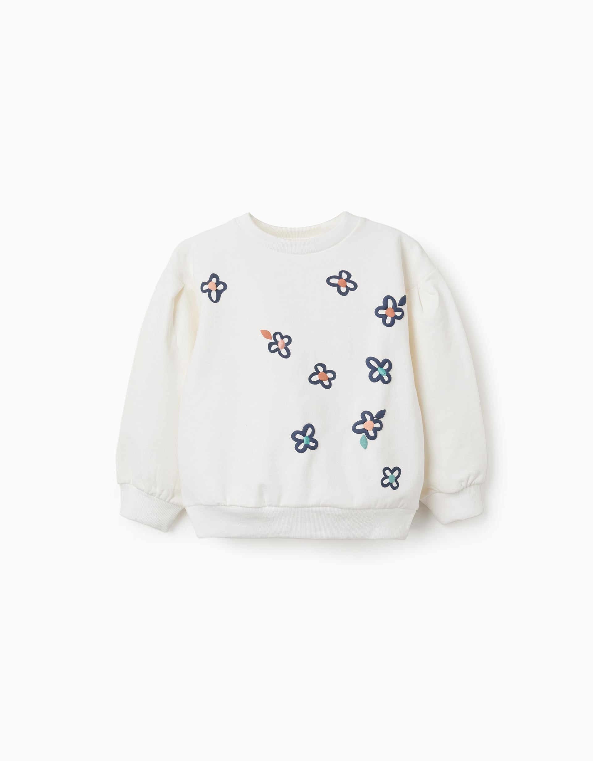 Sweat en coton peigné avec fleurs en relief, ZIPPY