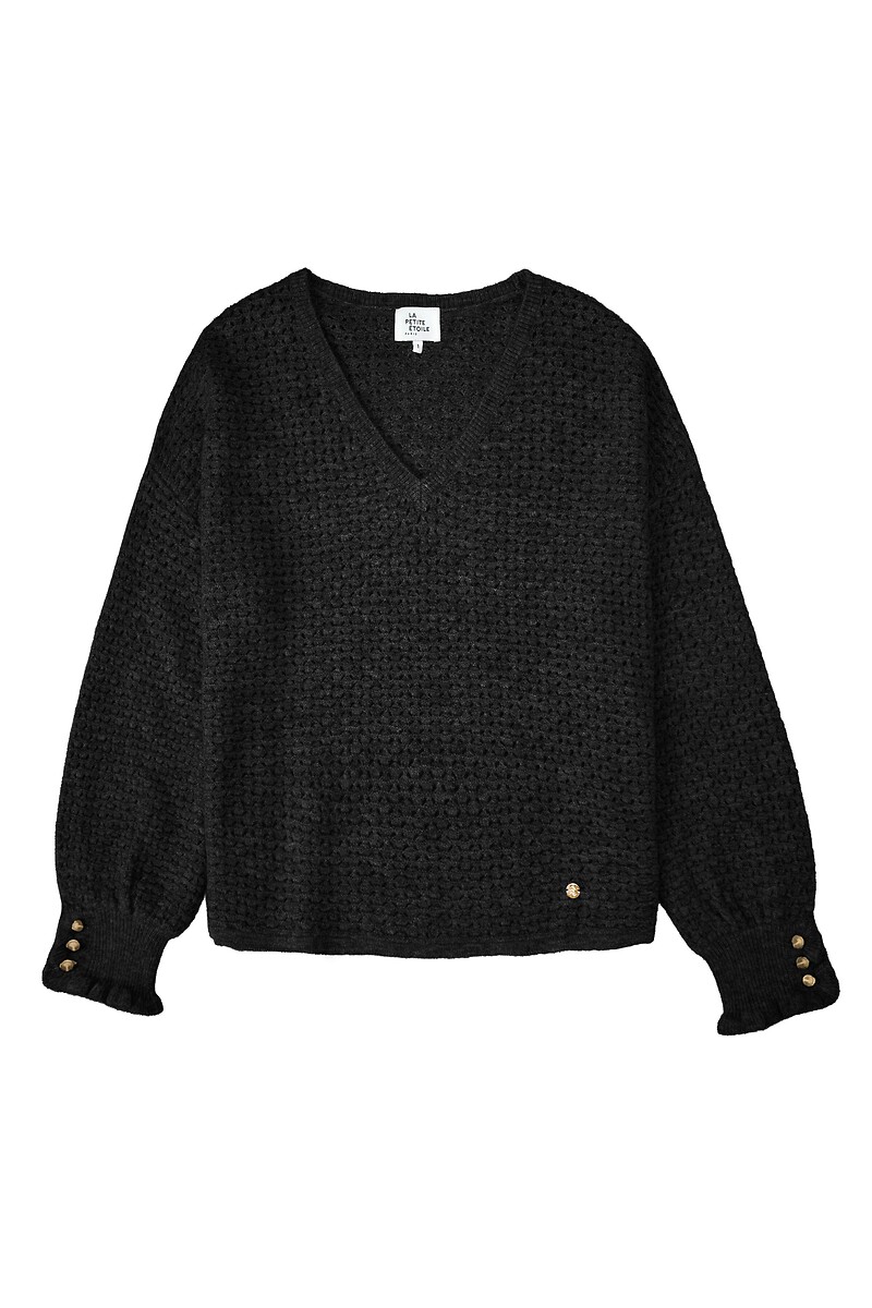Pull col V à poignets volantés, MANDINE, LA PETITE ETOILE