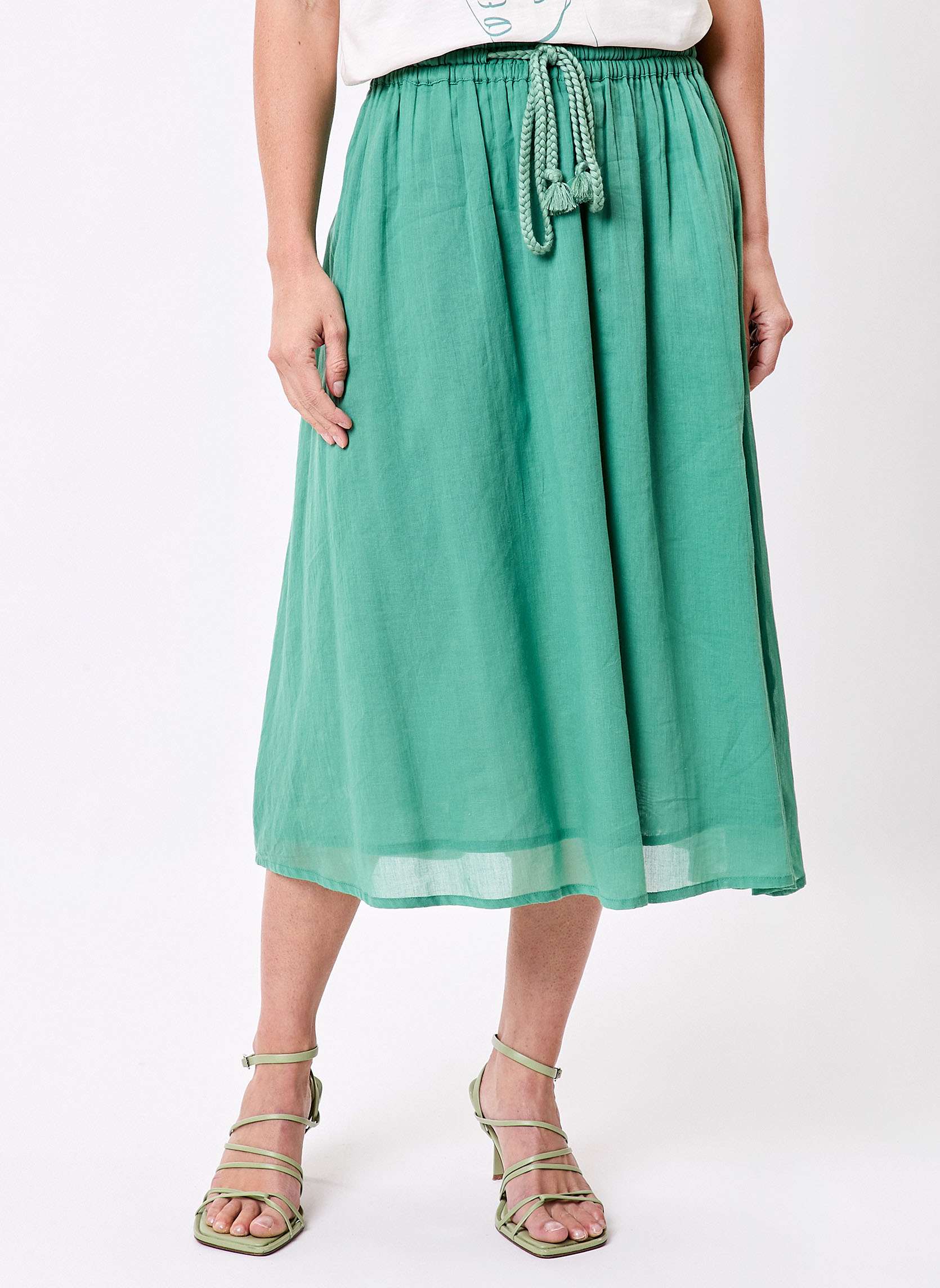 Jupe midi ajustable gaze de coton bio ALIMA, LA FIANCÉE