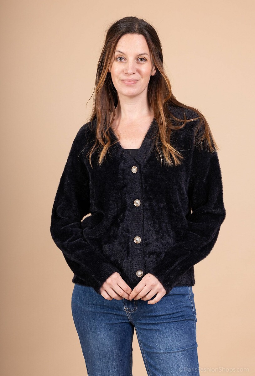 Buttoned V-Neck Cardigan, SEE U SOON